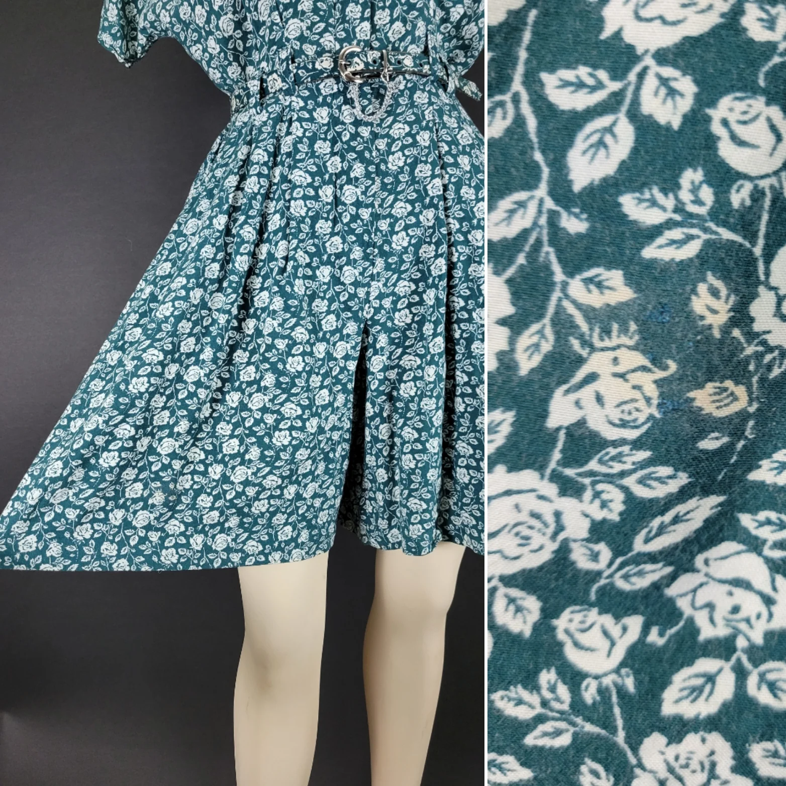90s Floral Short Sleeve Belted Ramper By Rampage - Image 8