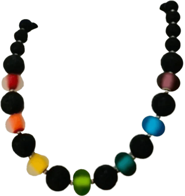 90s Frosted Multicolor Glass Bead Necklace By Martin & Mac Arthur