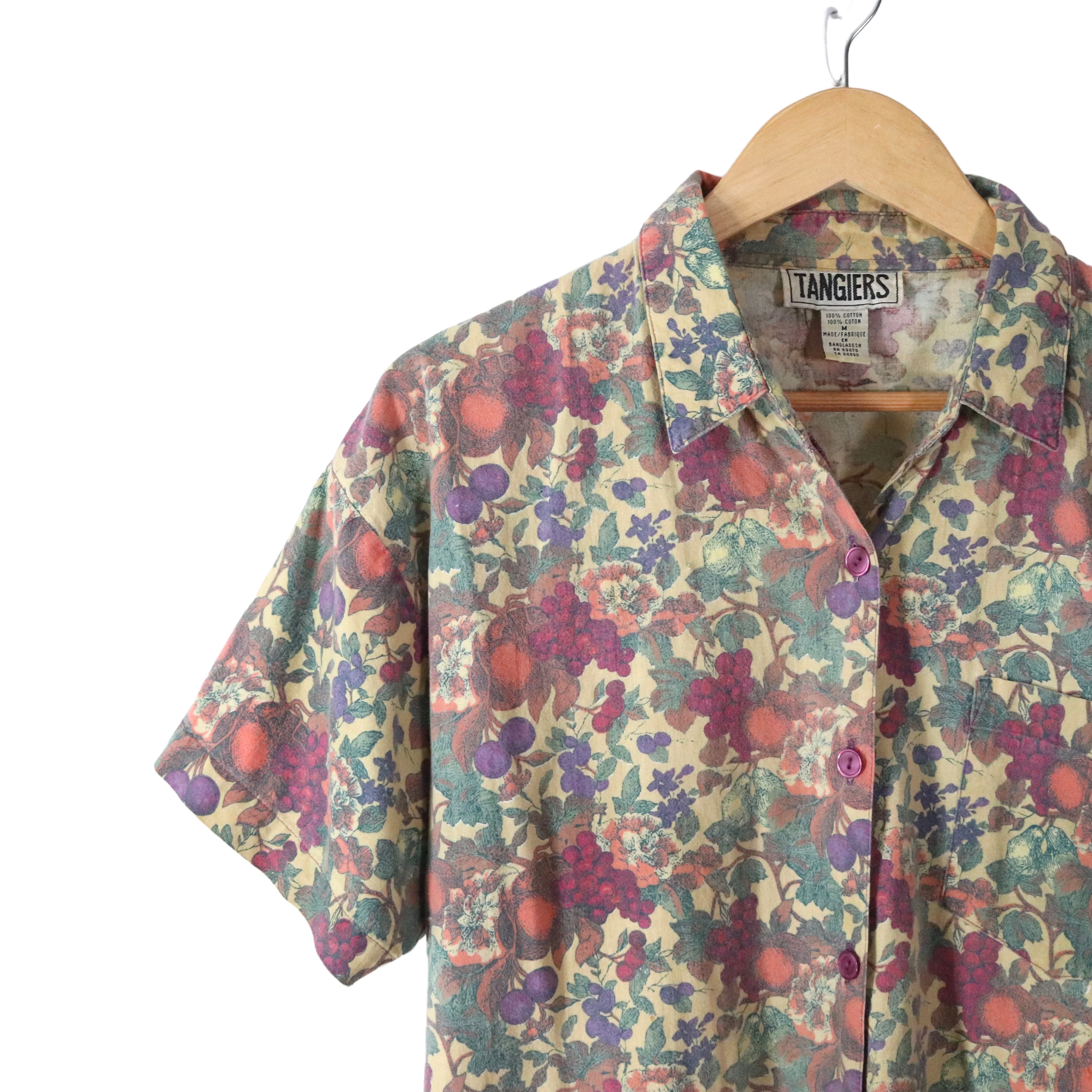 90s Fruits And Flower Button Up Cotton Shirt Blouse By Tangier - Image 6
