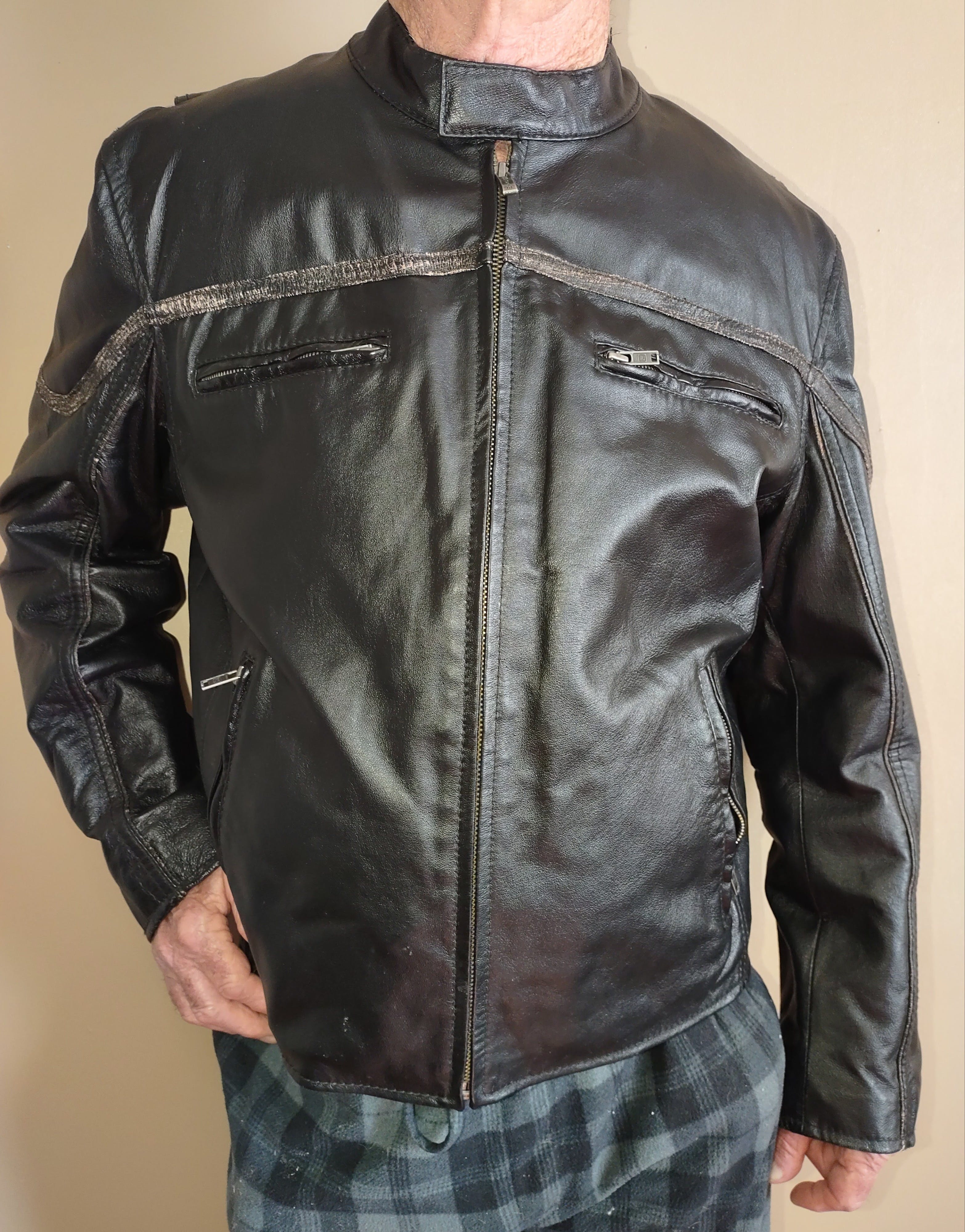 90's Leather Embossed Jacket by Wilson's Leather - Image 3