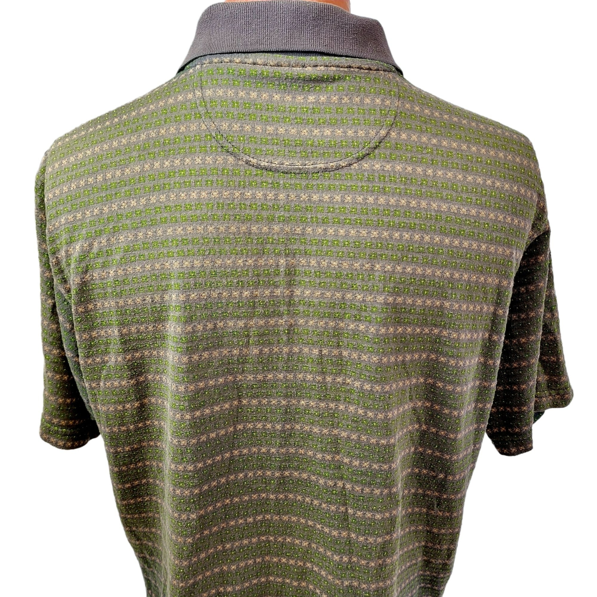 90s Geometric Polo Shirt Top Active Men Large L Brown By Planet Golf - Image 4