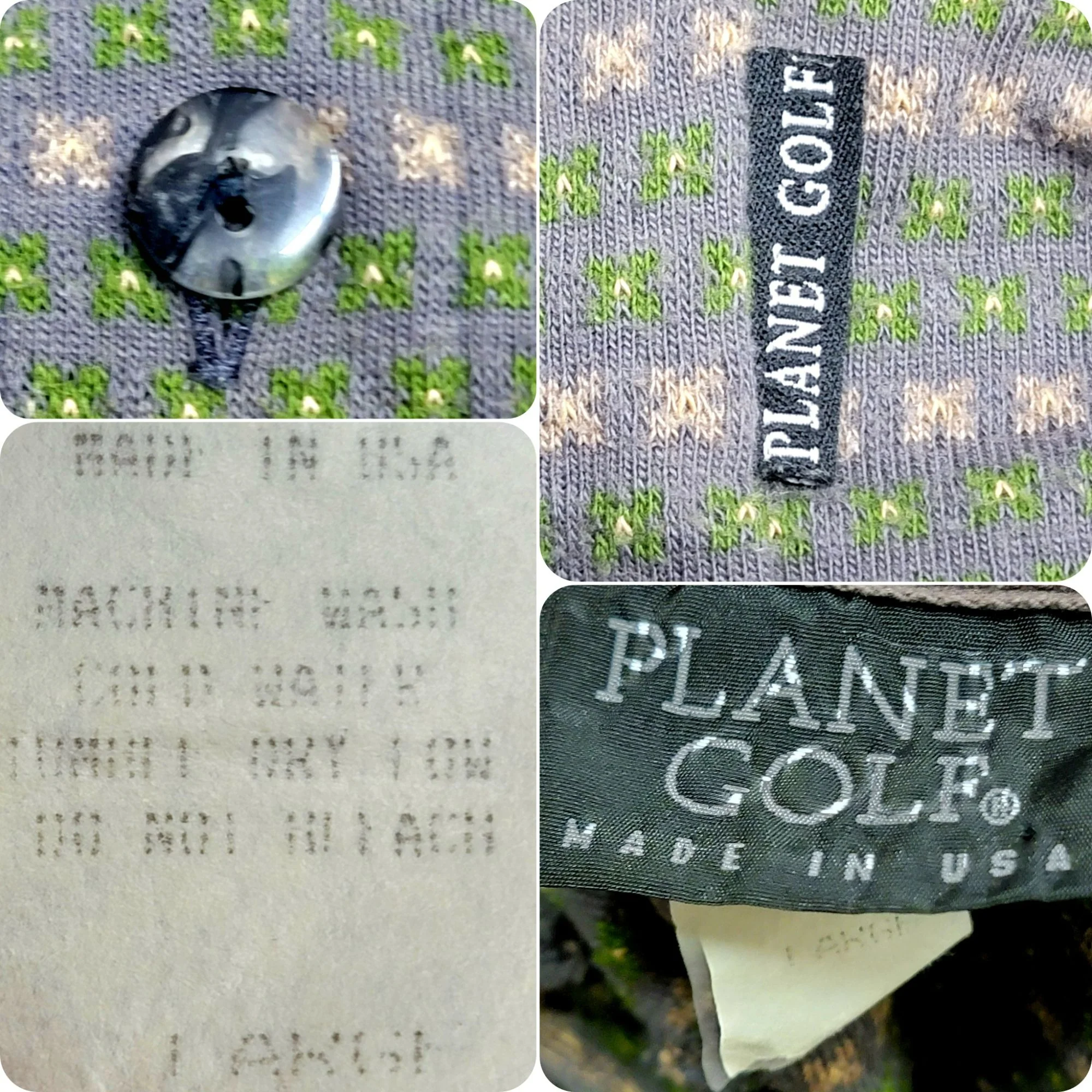 90s Geometric Polo Shirt Top Active Men Large L Brown By Planet Golf - Image 7