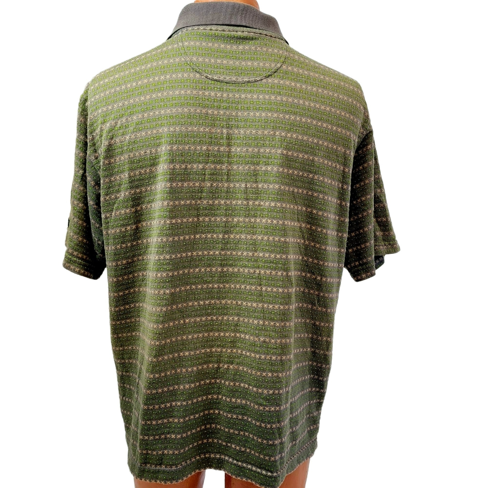 90s Geometric Polo Shirt Top Active Men Large L Brown By Planet Golf - Image 8