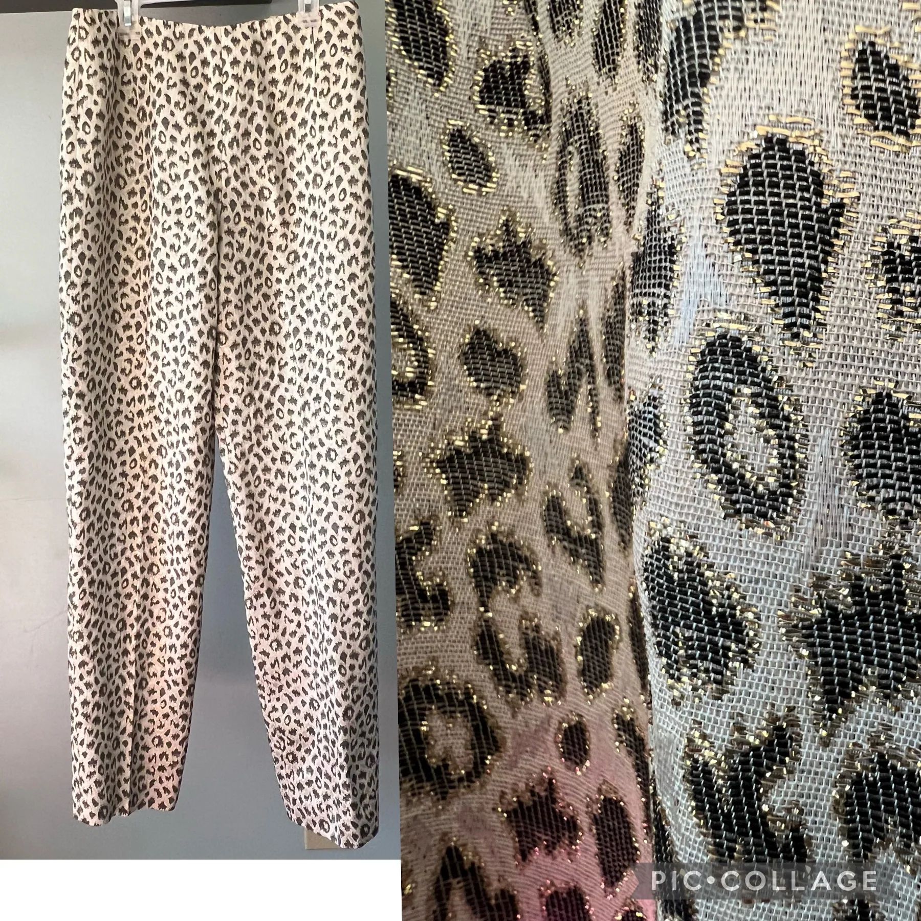 90s Glitzy Leopard Print Gold Metallic Dress Pant Nwt By Isaac Mizrahi - Image 3
