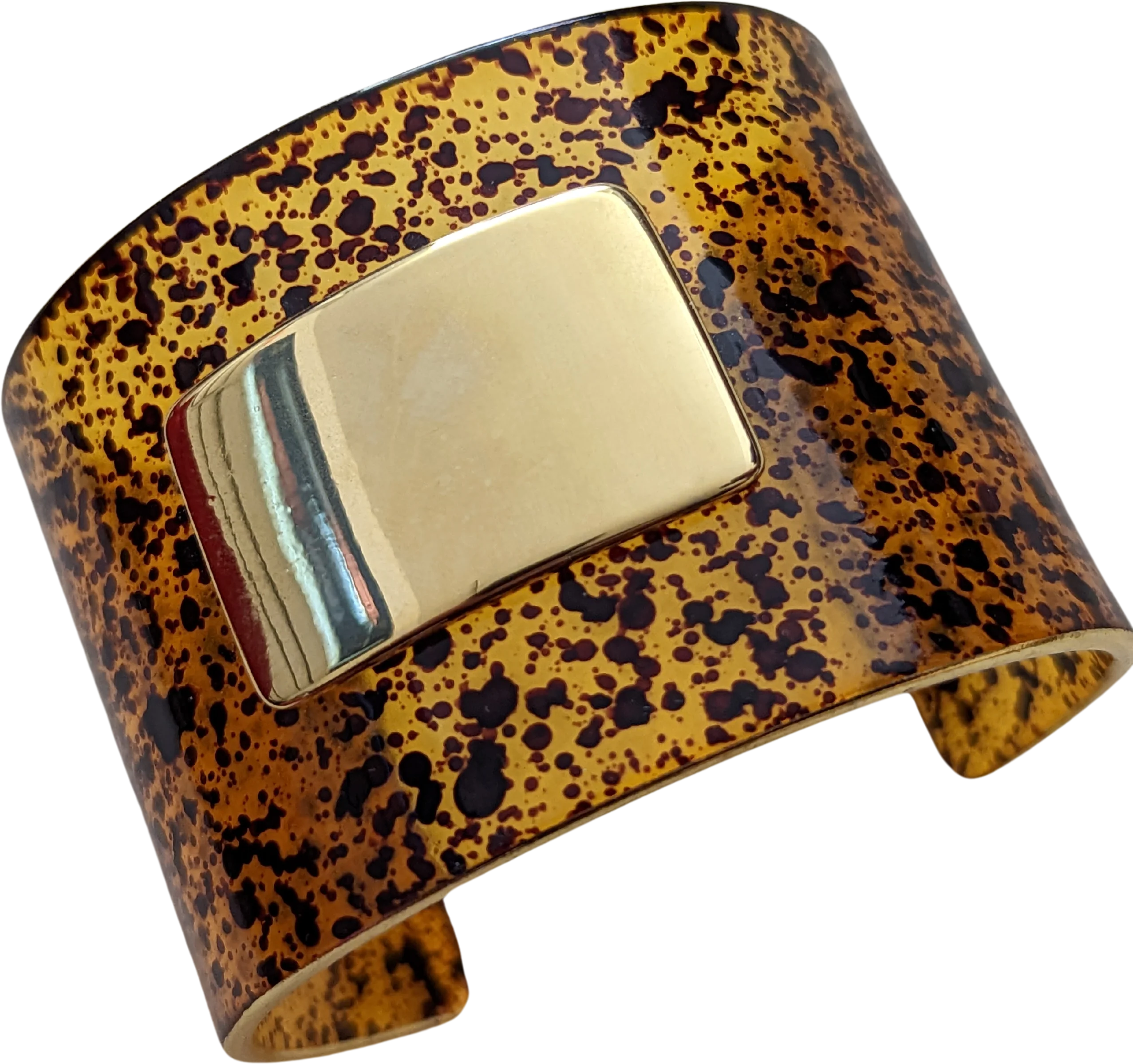 90s Gold And Faux Animal Print Cuff Bracelet