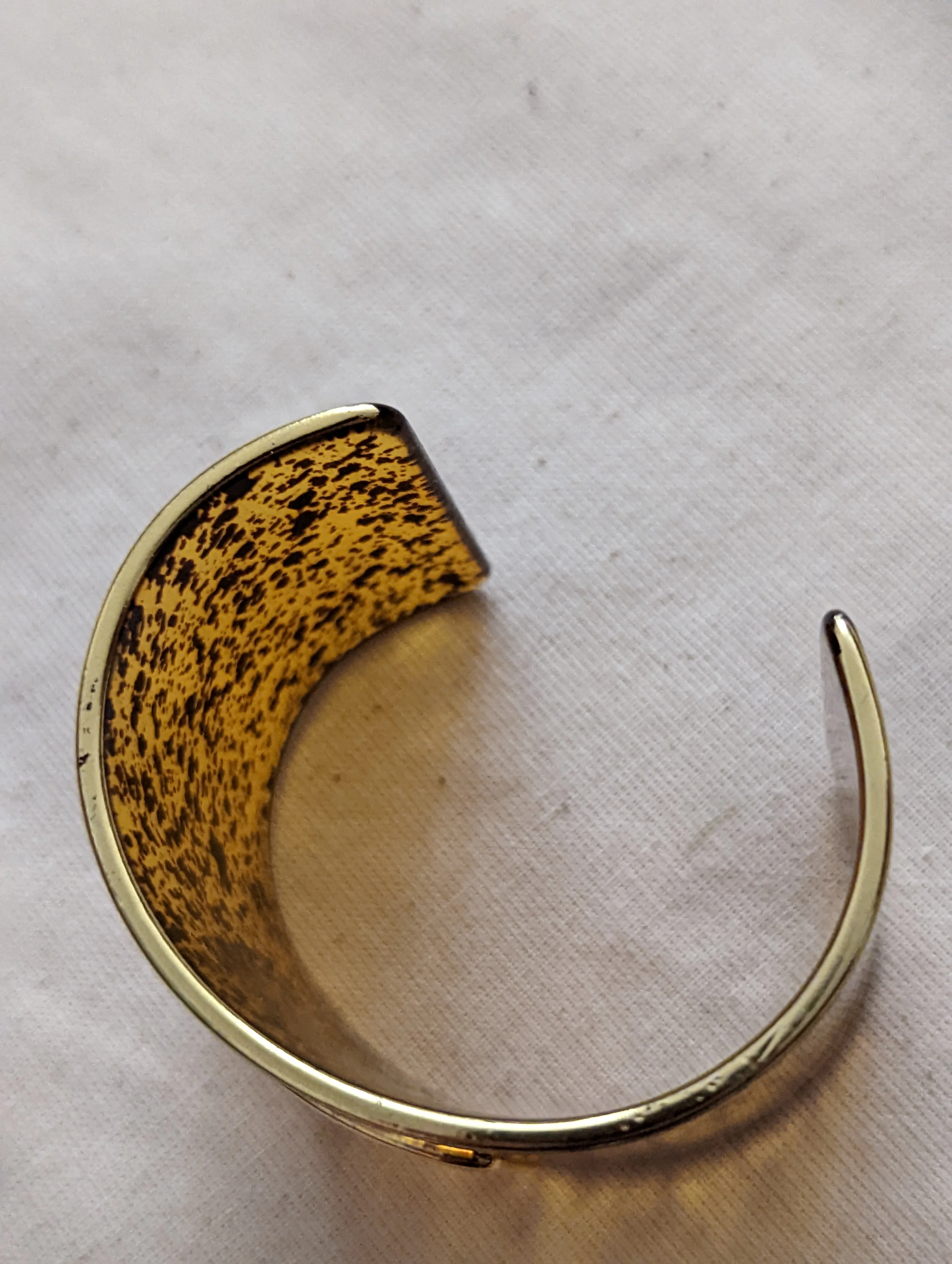 90s Gold And Faux Animal Print Cuff Bracelet - Image 6