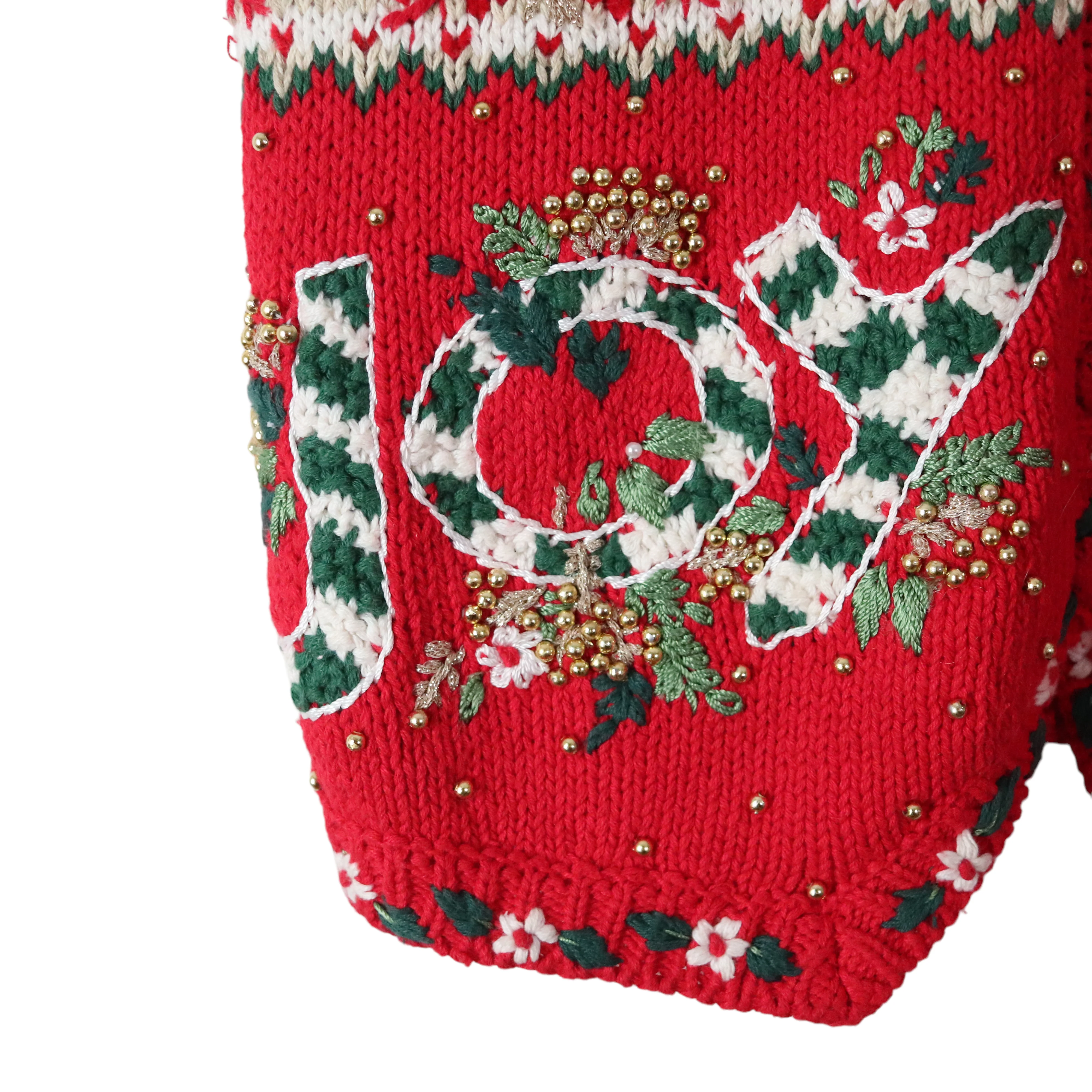 90s Gold Beaded Christmas Holiday Sweater Vest Top By Lord & Taylor - Image 6
