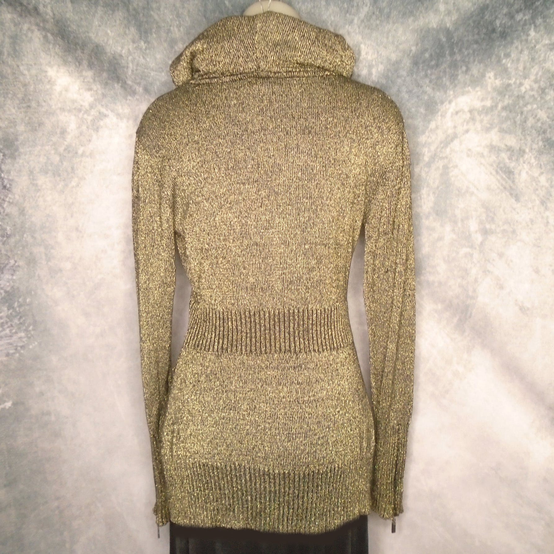 90s Gold Metallic Hoodie Sweater Cashmere Blend By Urchin - Image 2