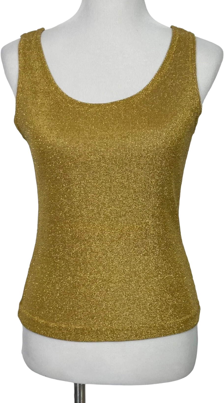 90s Gold Metallic Tight Fitting Knit Tank Top By Gemilli