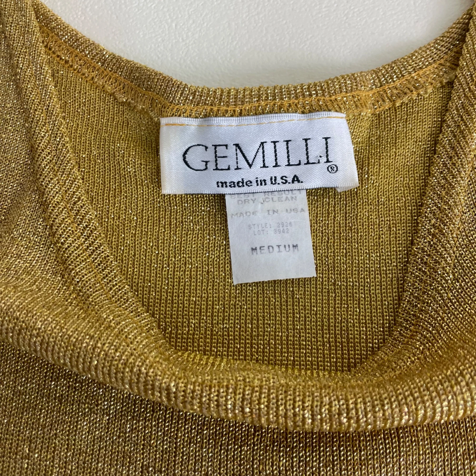 90s Gold Metallic Tight Fitting Knit Tank Top By Gemilli - Image 5