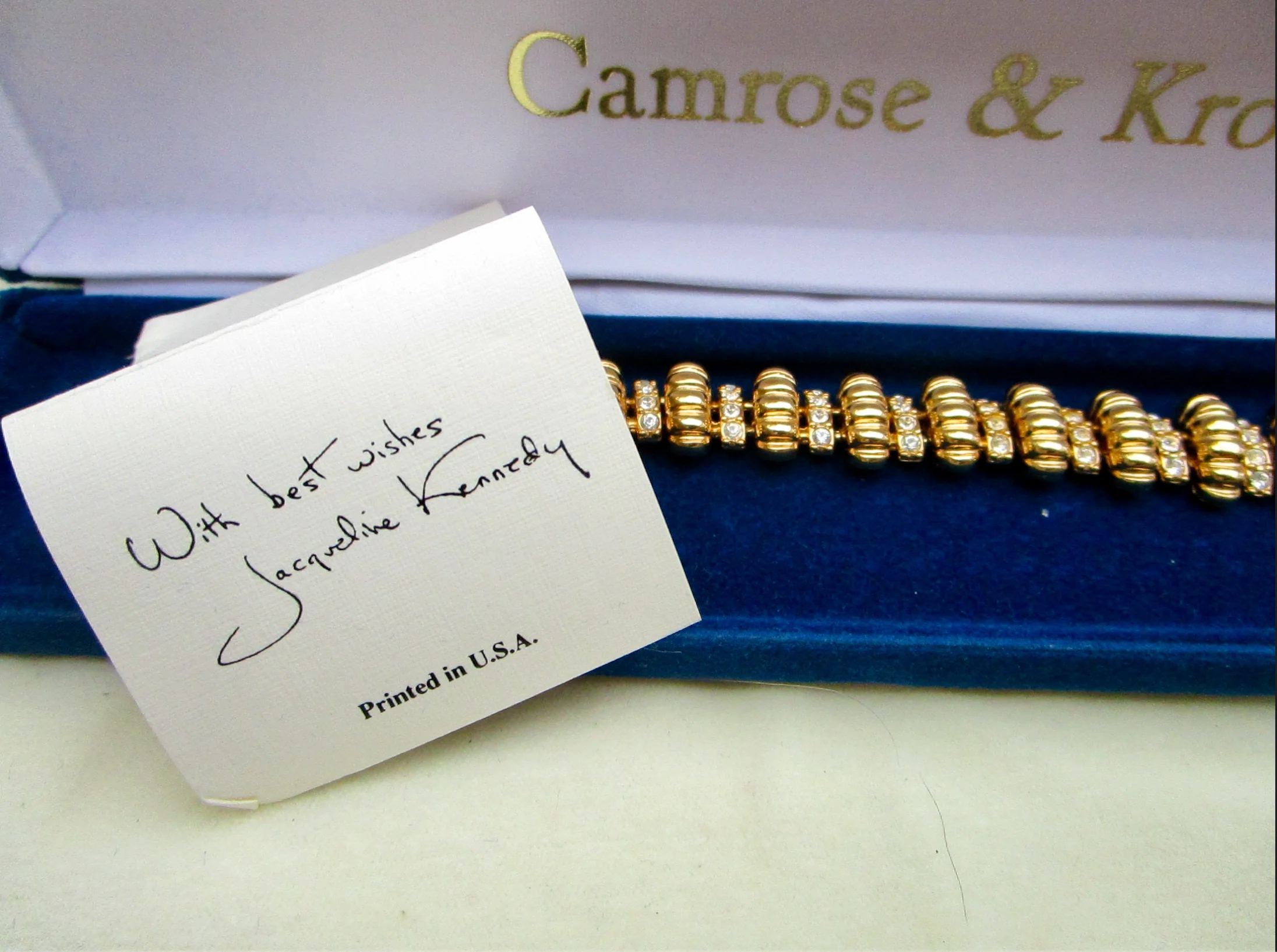 90s Gold Repro Jackie Kennedy Bracelet 60s Style By Jbk / Camrose & Kross - Image 8
