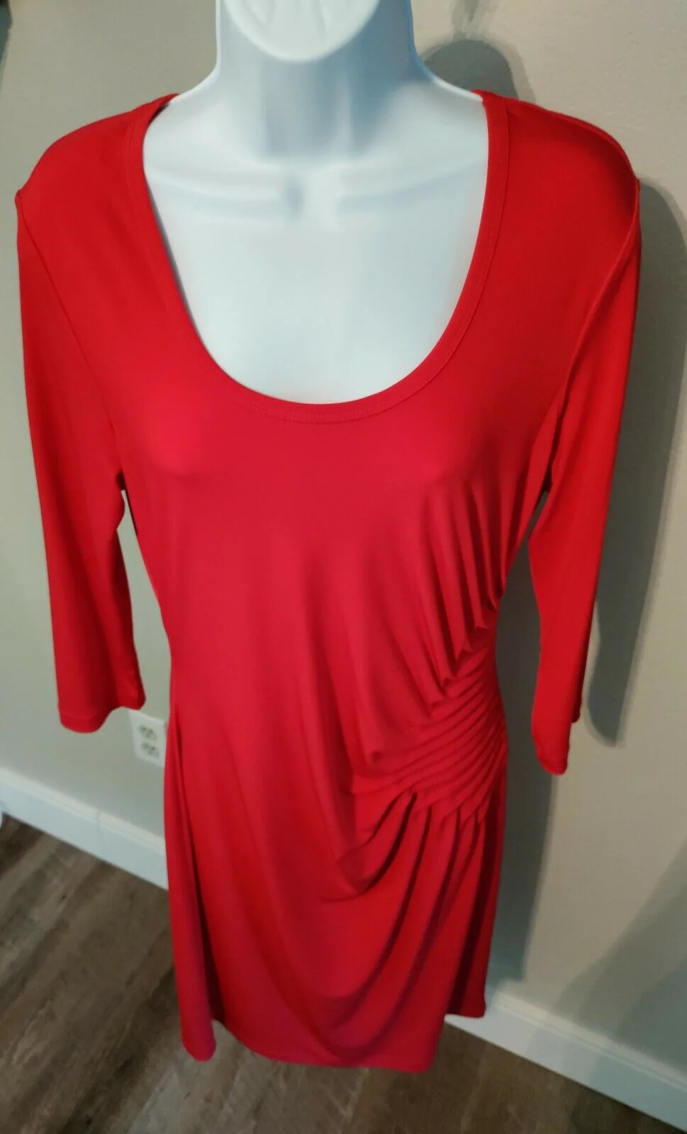 90s Gorgeous Red Ruched Waist Dress - Slinky And Sexy! By Calvin Klein - Image 4