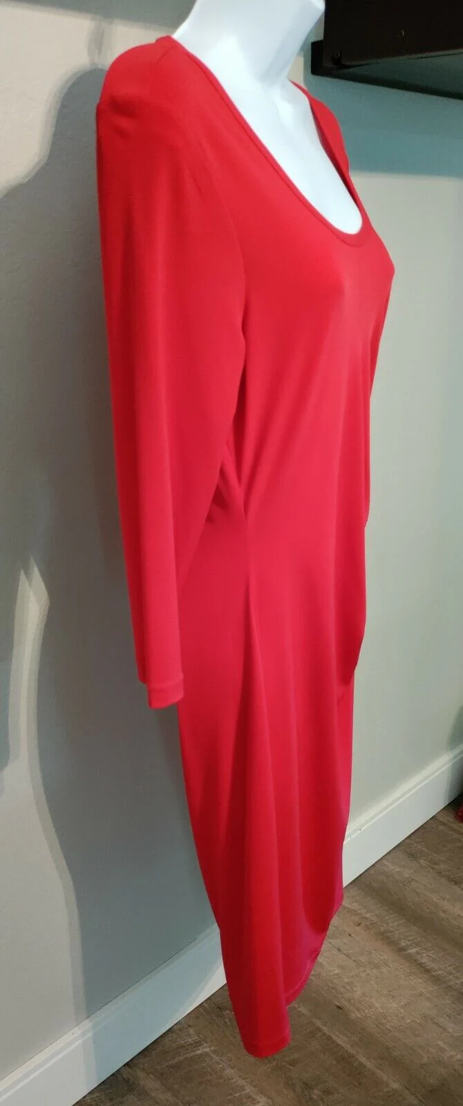 90s Gorgeous Red Ruched Waist Dress - Slinky And Sexy! By Calvin Klein - Image 5