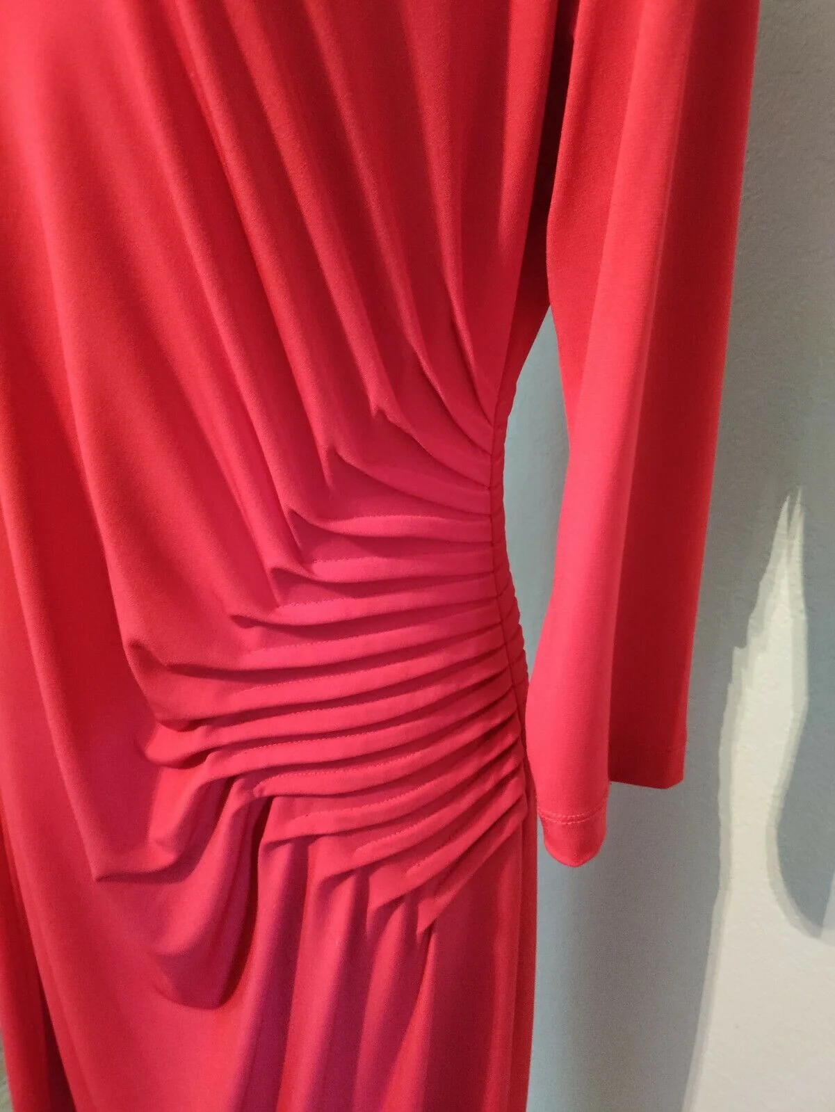90s Gorgeous Red Ruched Waist Dress - Slinky And Sexy! By Calvin Klein - Image 6