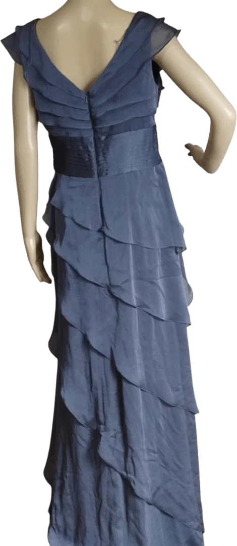 90's Gray Chiffon Formal Ruffle Gown by Adrianna Papell - Image 2