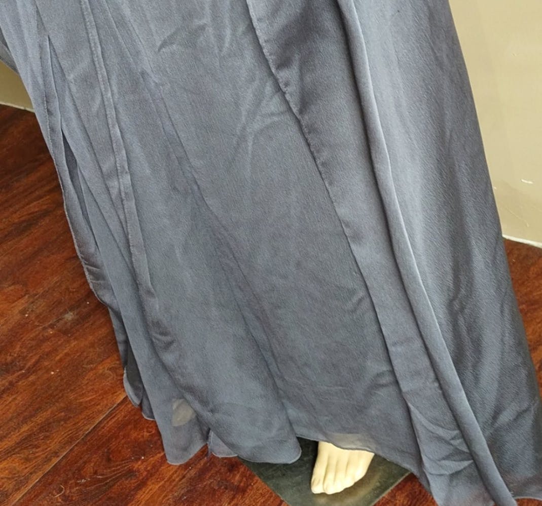 90's Gray Chiffon Formal Ruffle Gown by Adrianna Papell - Image 6