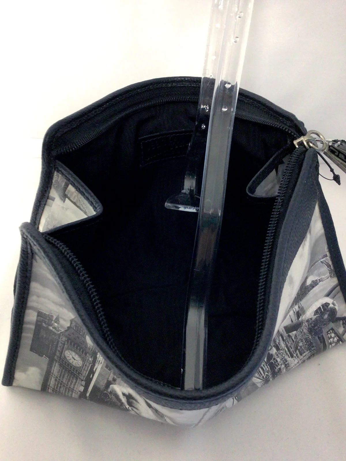 90s Gray Collage Photo Travel Clutch Purse Rare By Jean Paul Gaultier - Image 3