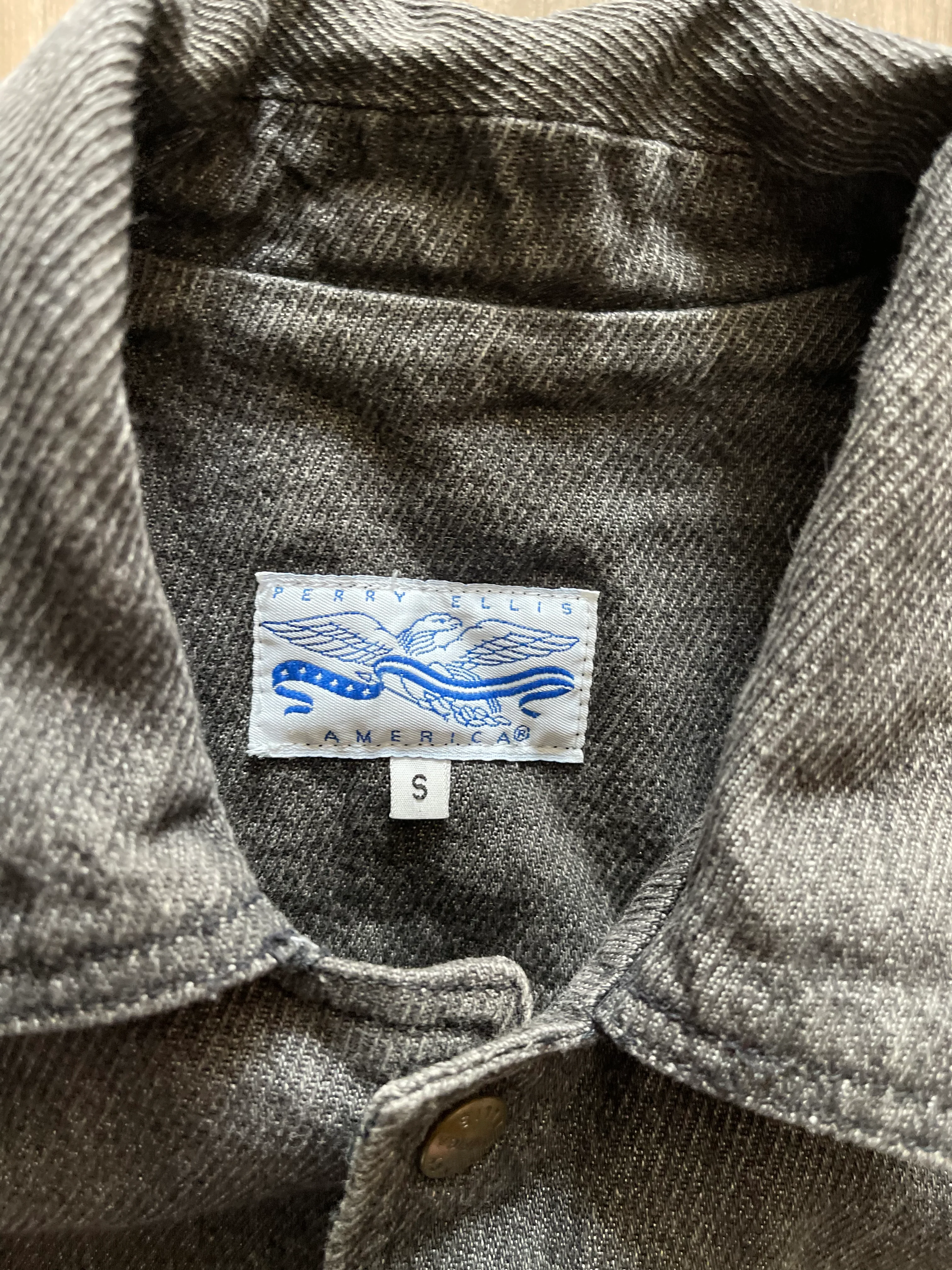 90s Gray Denim Bomber Jacket By Perry Ellis - Image 3