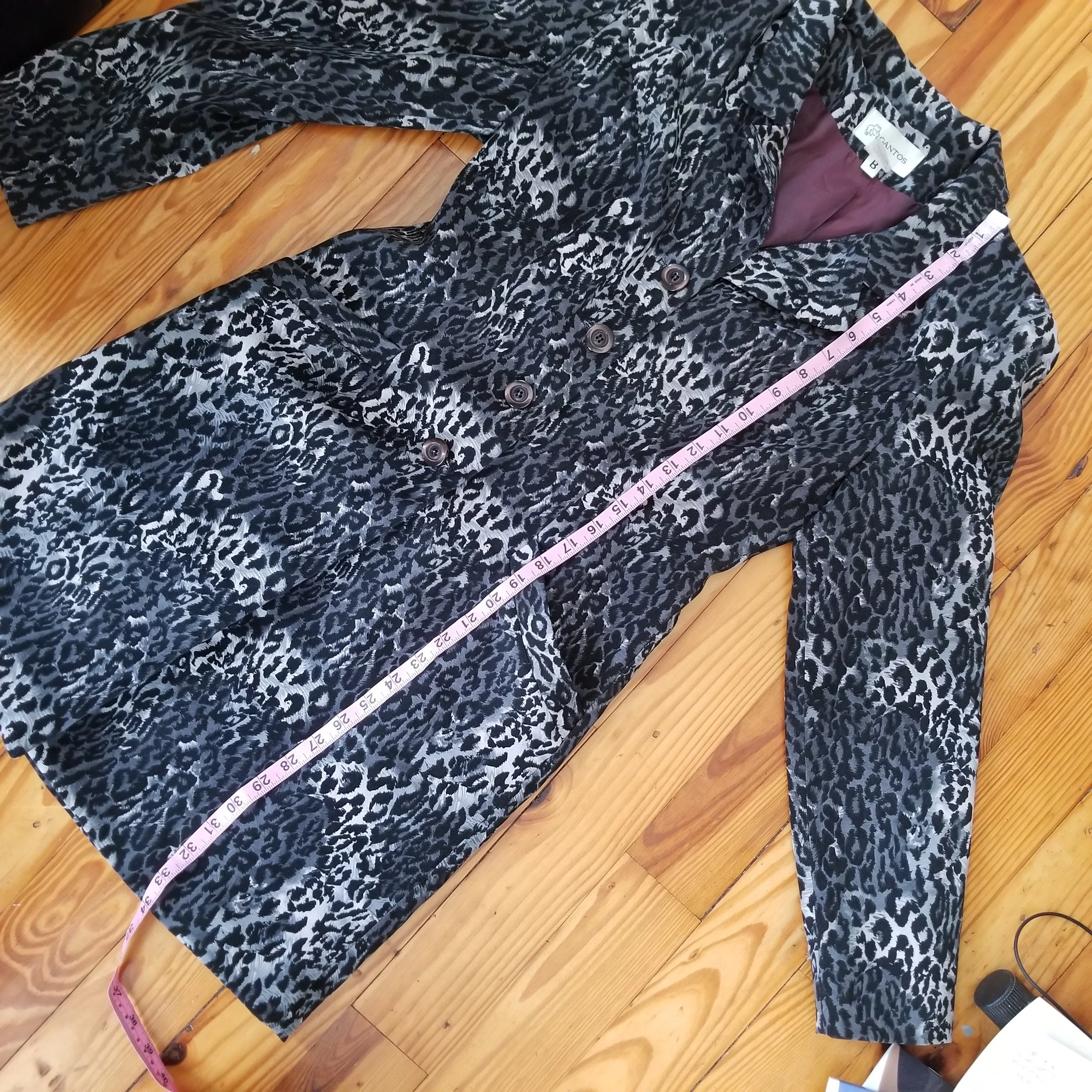 90s Gray Leopard-print Button Up Jacket With Pockets By Gantos - Image 11