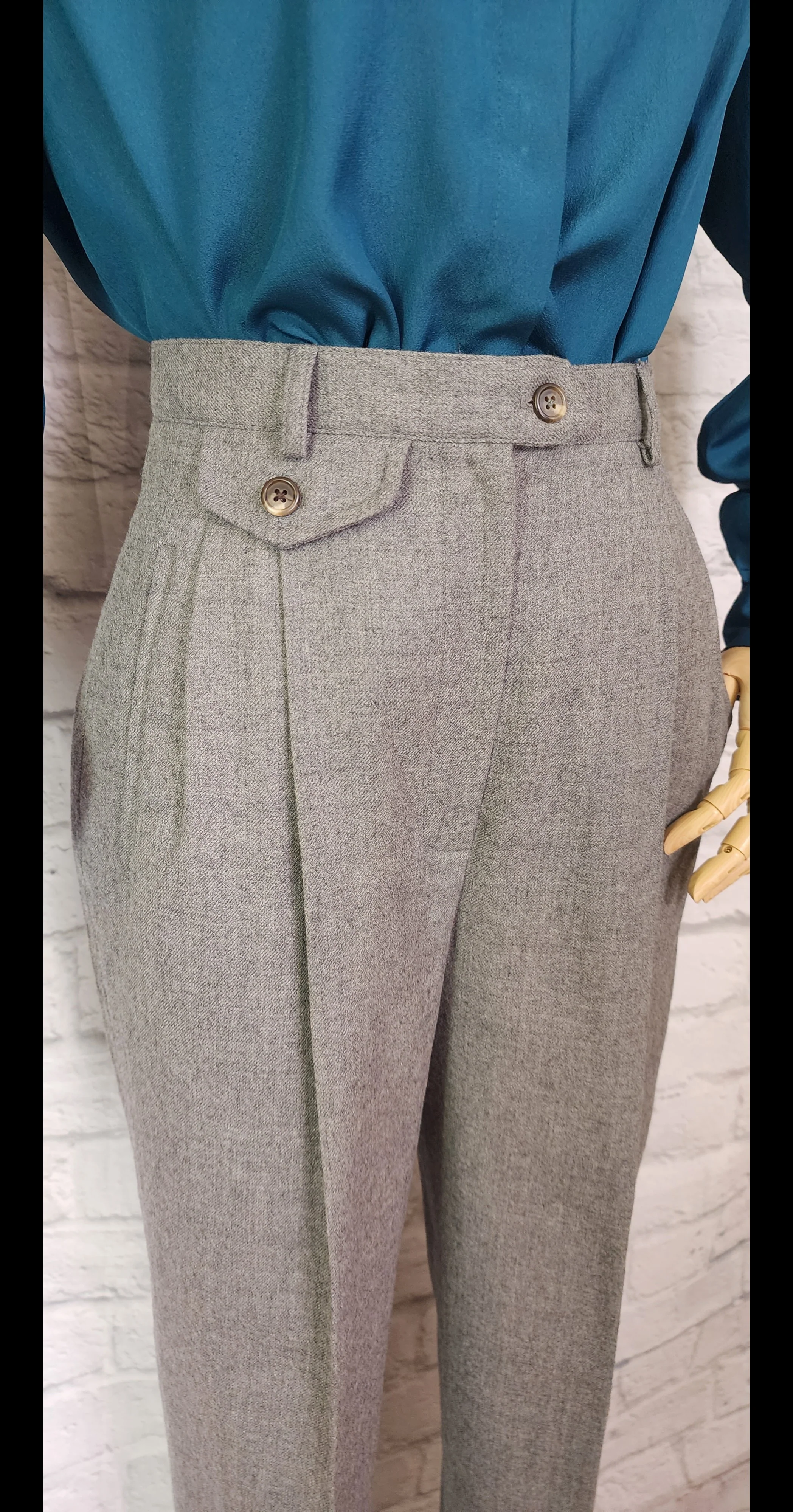 90s Gray Menswear Style Cuffed Trouser Pants By Ralph Lauren - Image 7