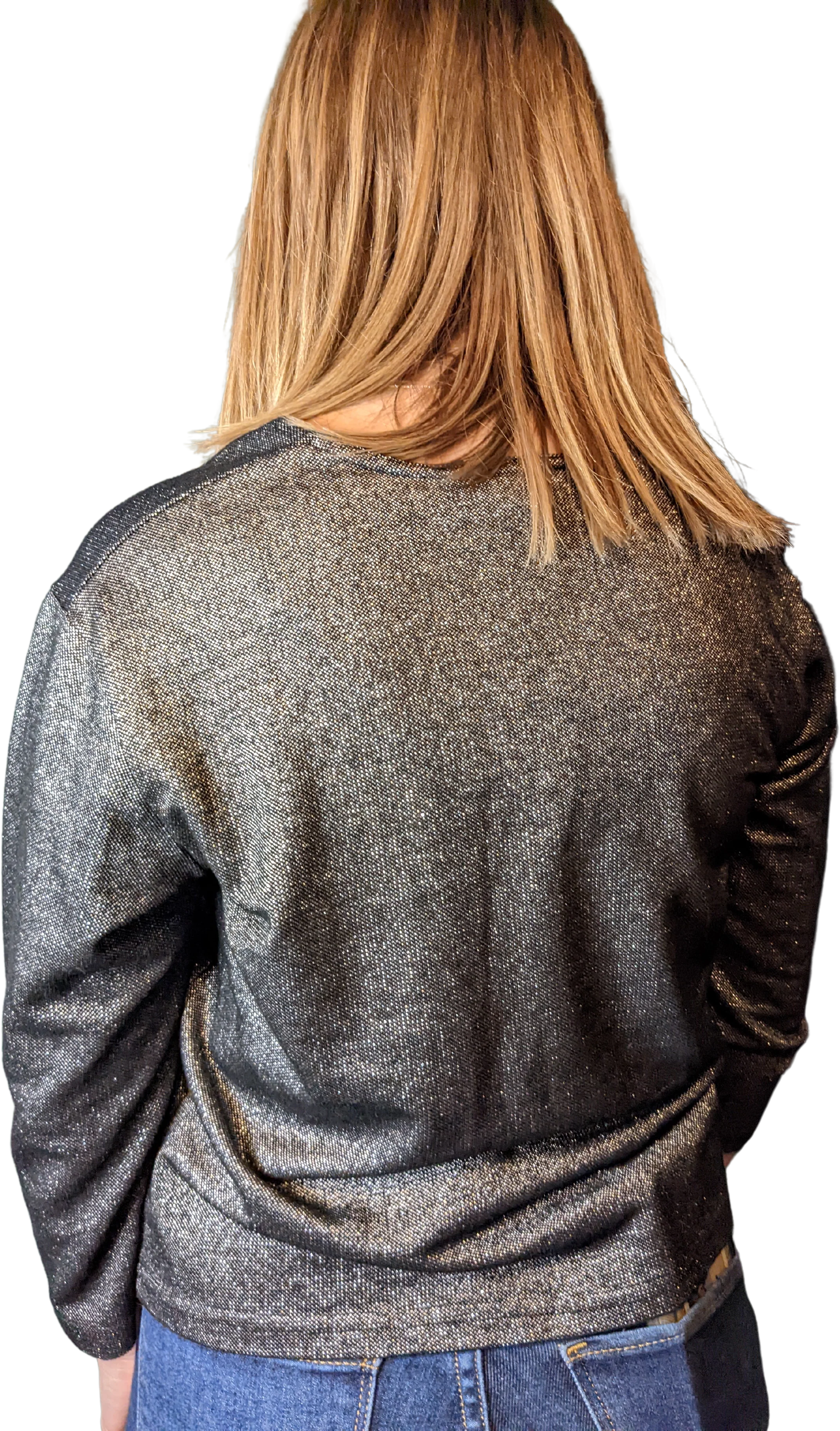 90s Gray Metallic Sparkle Top By Sml Sport - Image 2