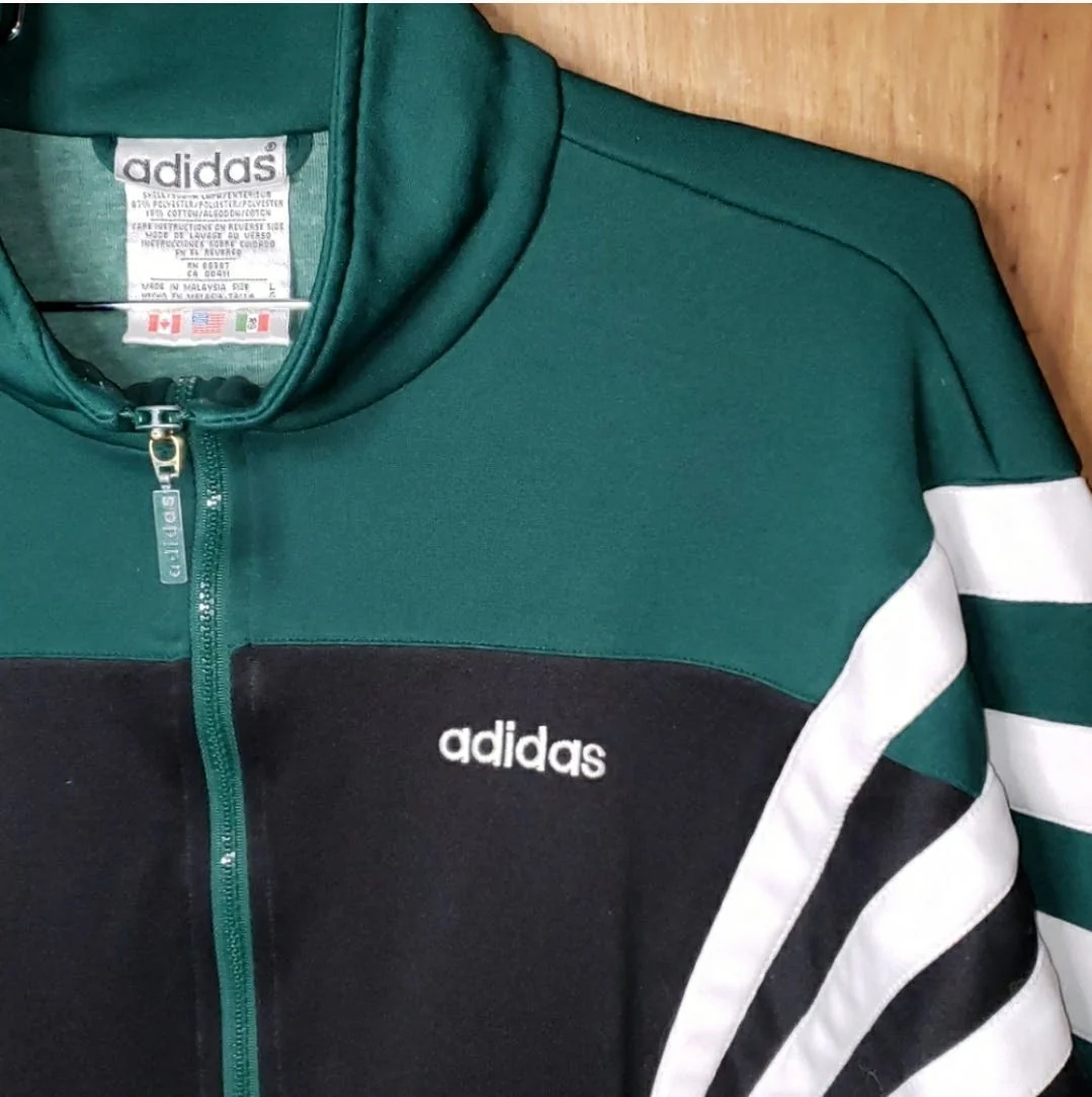 90's Green and White Striped Track Jacket by Adidas - Image 4