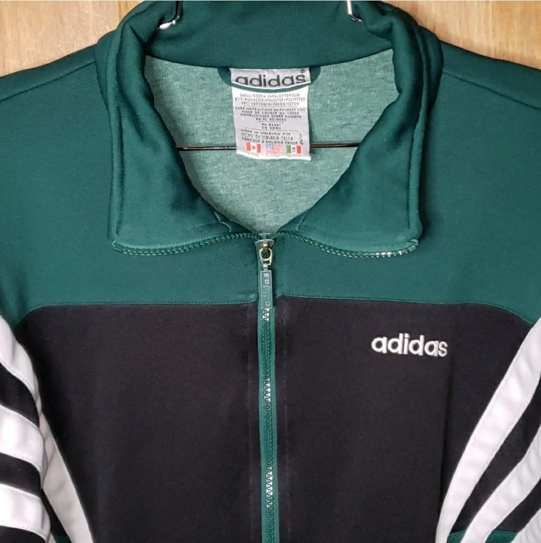 90's Green and White Striped Track Jacket by Adidas - Image 8