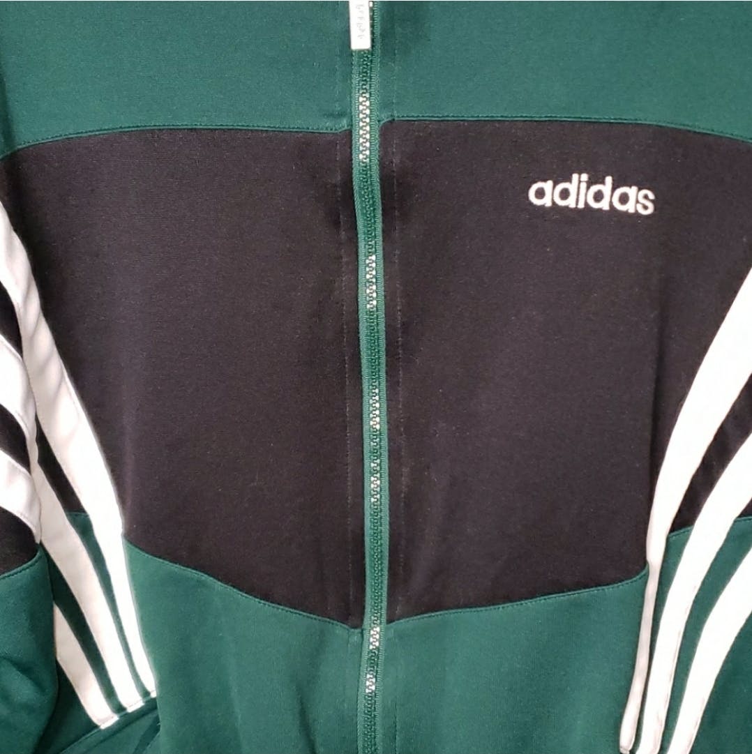 90's Green and White Striped Track Jacket by Adidas - Image 9