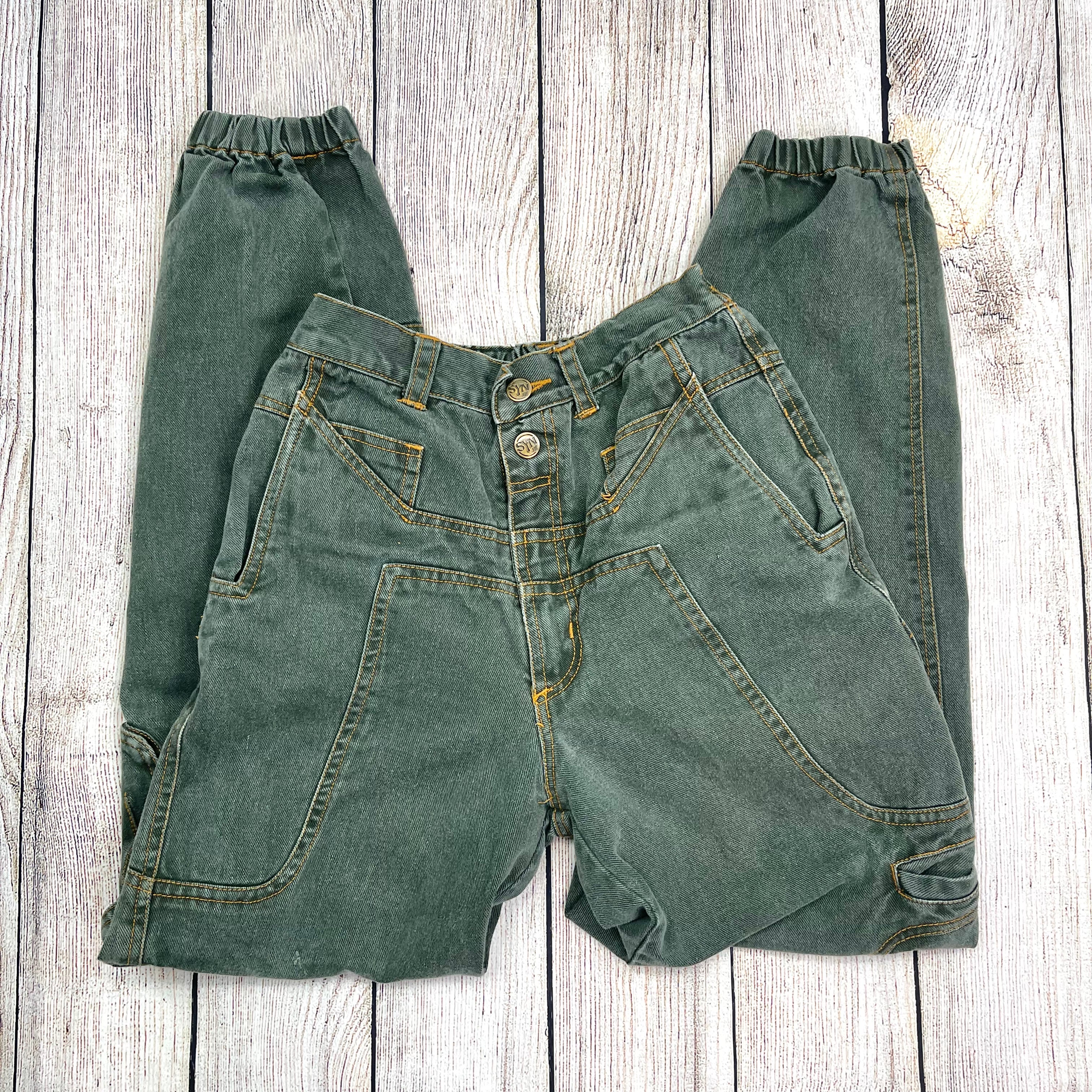 90s Green High Waisted Jogger Jeans By Syn - Image 5