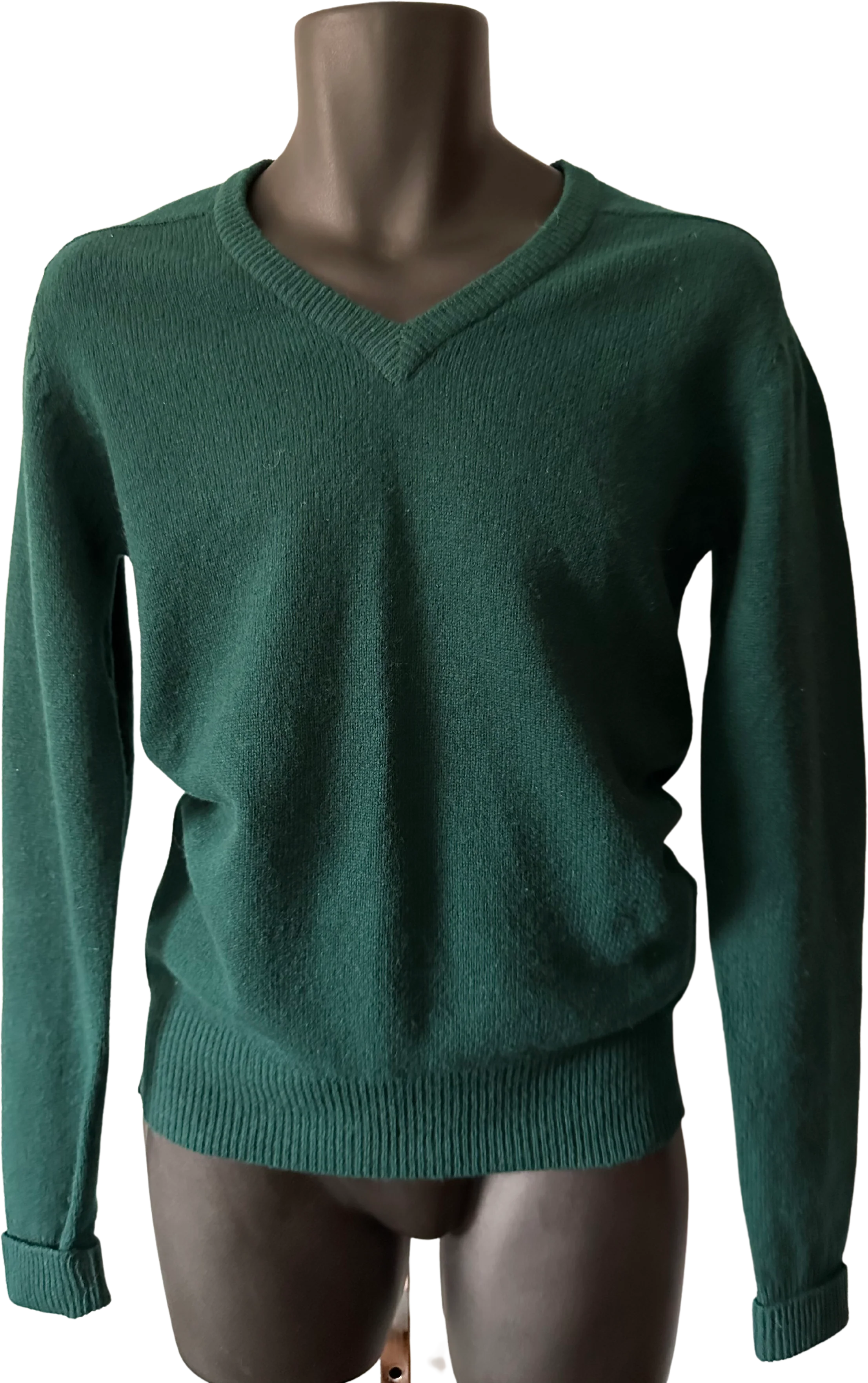 90s Green Lambswool V-neck Sweater By Jockey