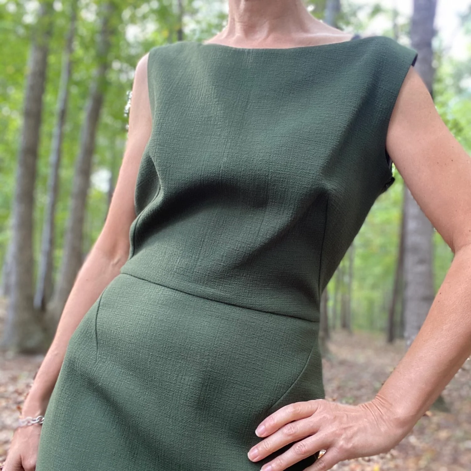 90s Green Stretch Wool Crepe Dress By Christian Lacroix - Image 6