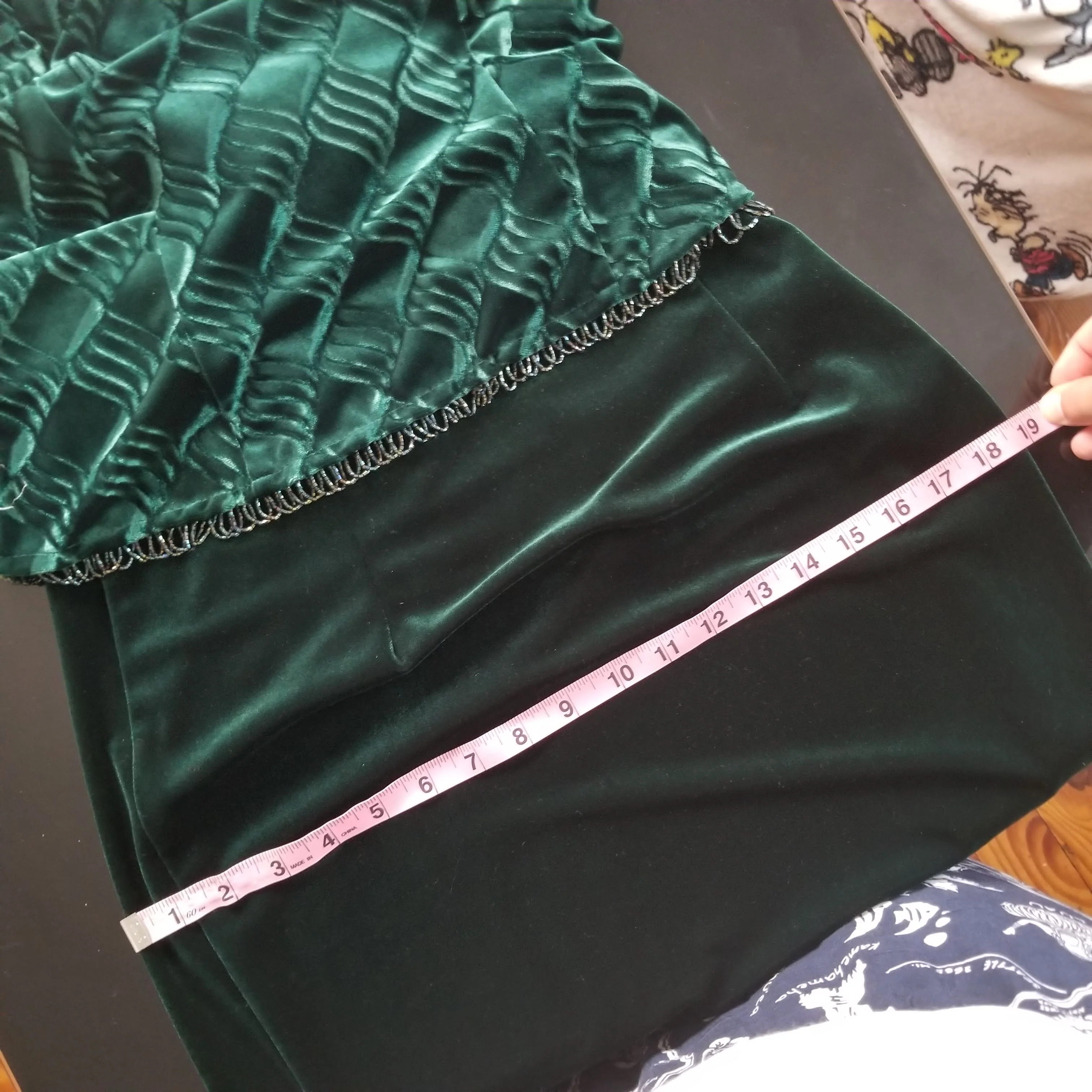 90s Green Velour Popover Gown Dress By Jessica McClintock - Image 8