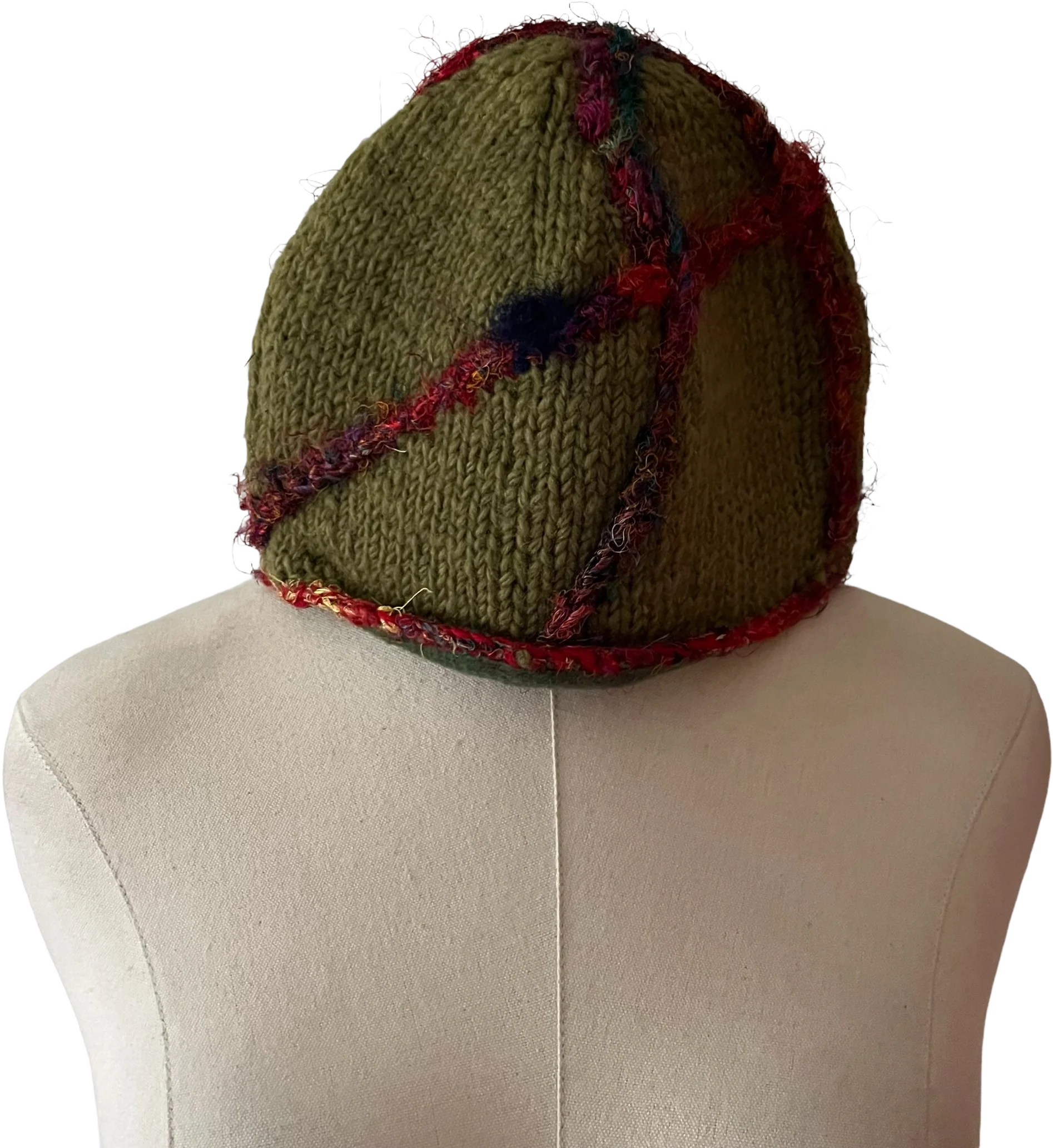 90s Green Wool Rainbow Trim Hat By April Cornell - Image 2