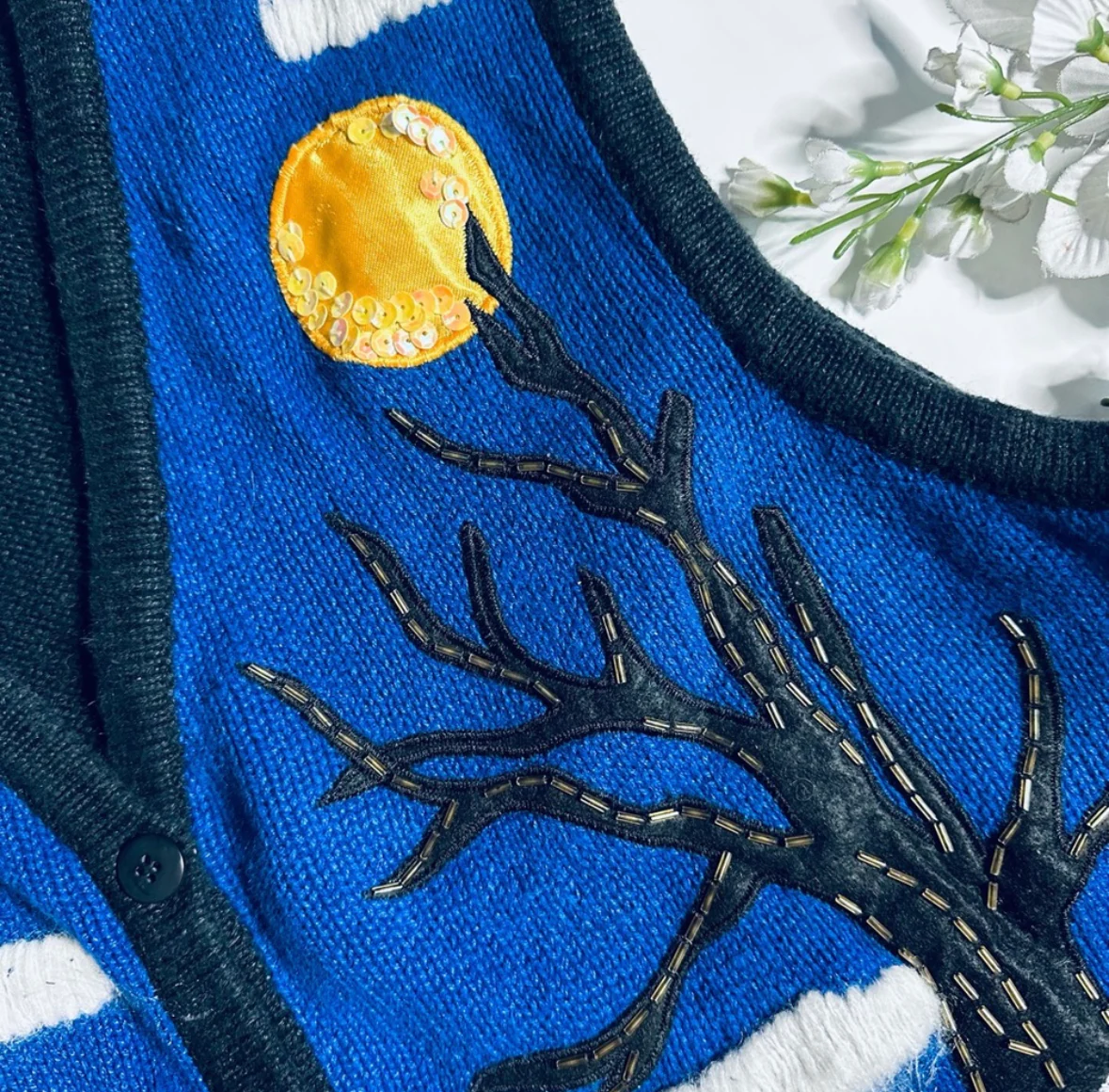 90s Halloween Night Button Up Retro Sweater Vest - Image 9