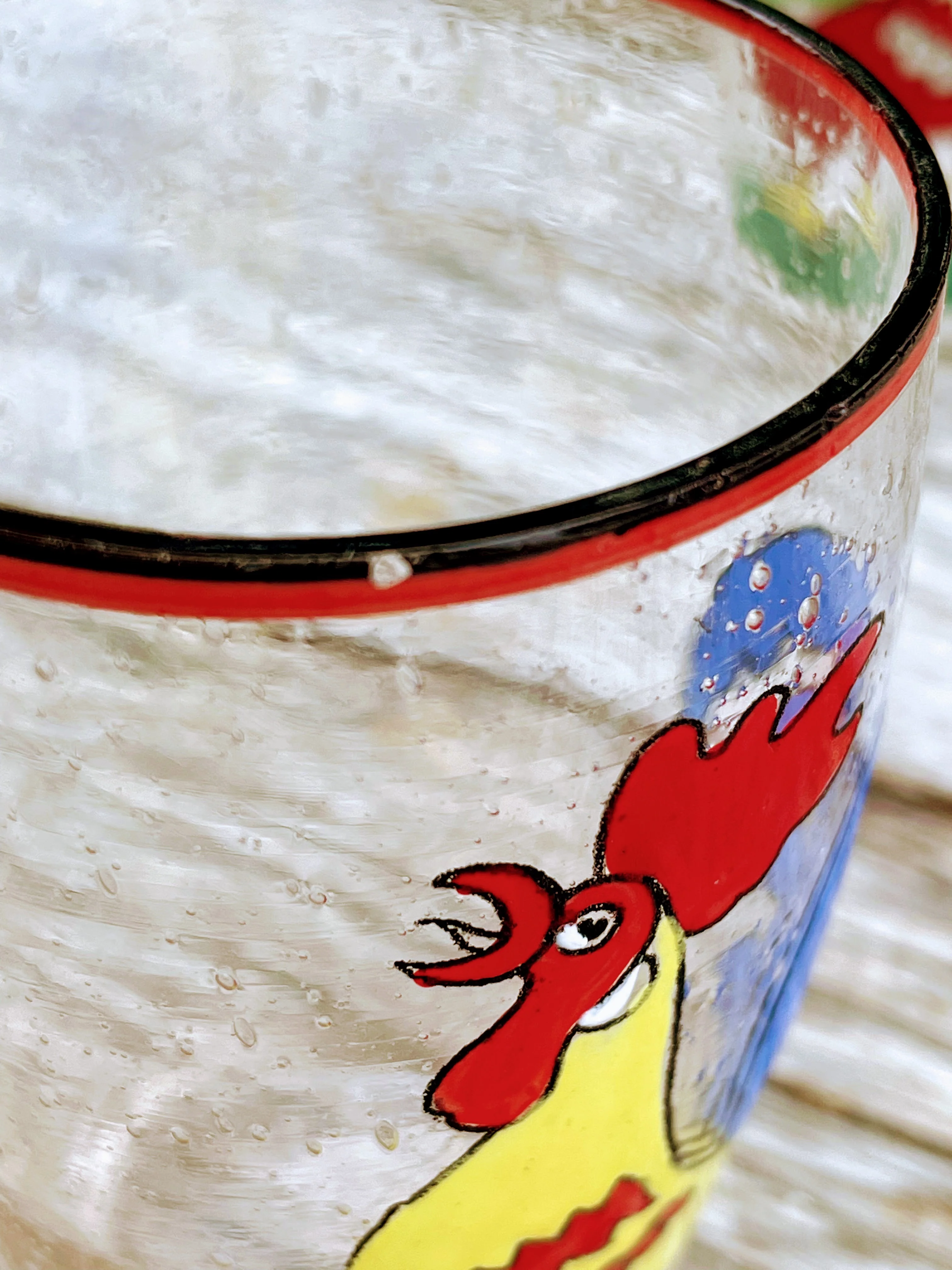 90s Hand Blown Shot Glasses Hand Painted Rooster Set 5 - Image 7