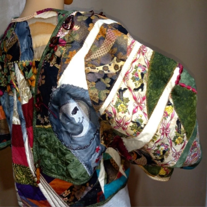 90s Handcrafted Quilted Crop Jacket Kimono Styling By Handcrafted - Image 6