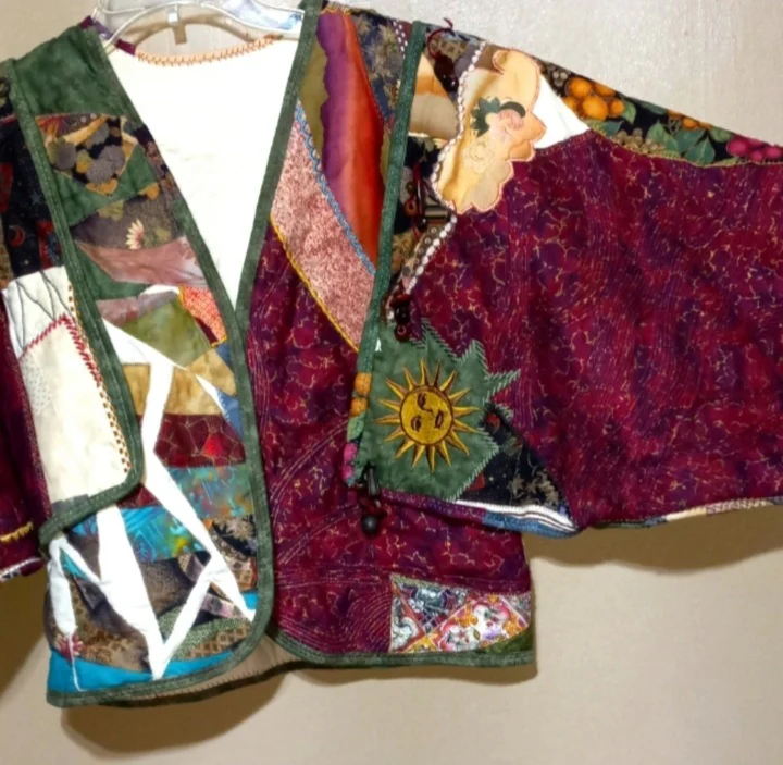 90s Handcrafted Quilted Crop Jacket Kimono Styling By Handcrafted - Image 8