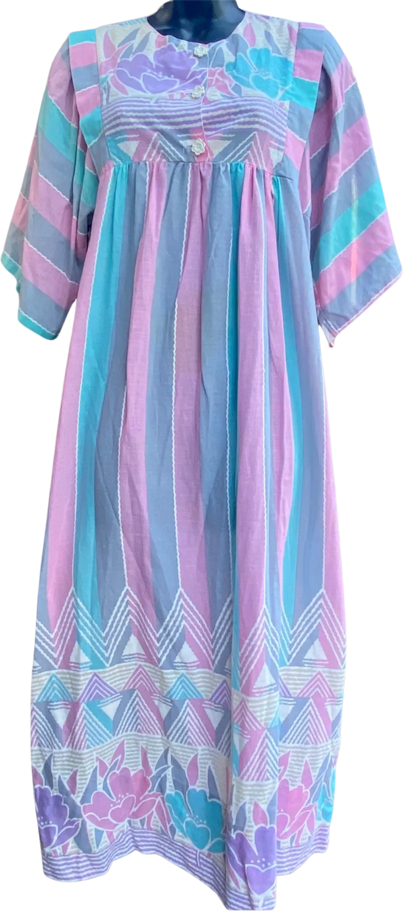 90s Handmade Pastel Floral Dress By At Home Wear