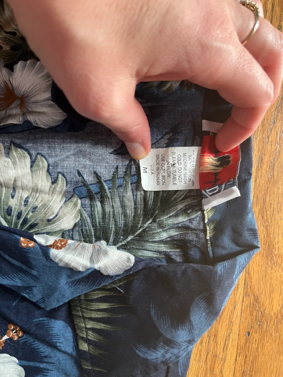 90s Hawaiian Kids Navy Button Up Shirt With Hibiscus By Pacific Legends Apparel - Image 3