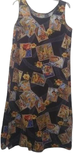 90s Hawaiian Postcard Print Dress Mid-maxi Dress By Hilo Hattie