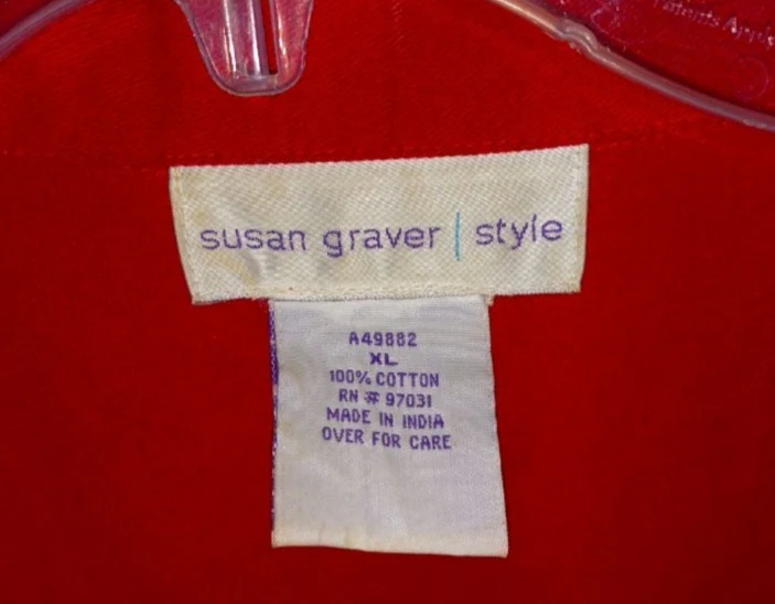 90s Heart Beads Red Denim Cotton Zip Front Top Jacket By Susan Graver - Image 6