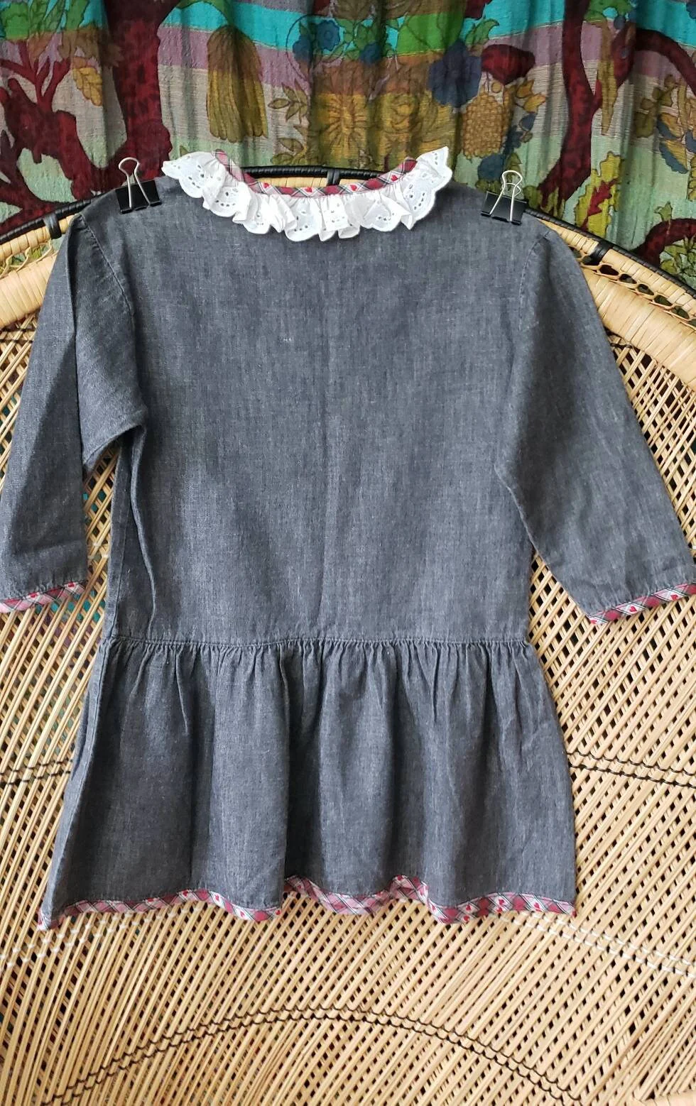 90s Hearts Checked Gray Denim Dress by Gear Girls by Gear - Image 6