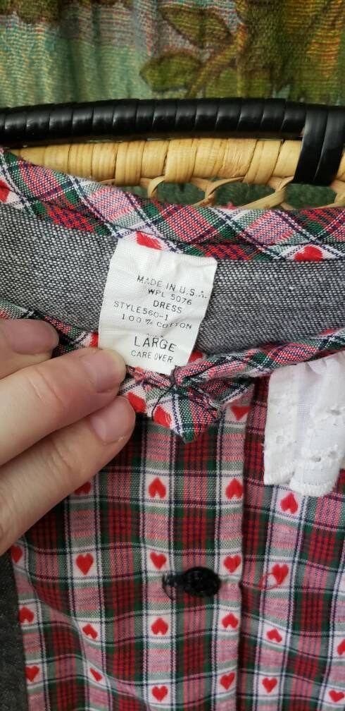 90s Hearts Checked Gray Denim Dress by Gear Girls by Gear - Image 7