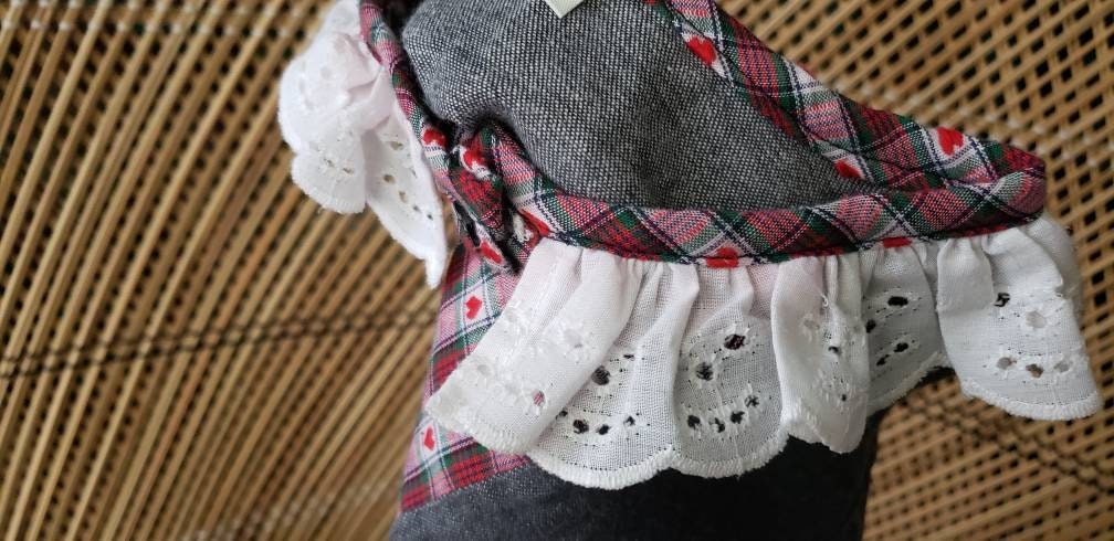 90s Hearts Checked Gray Denim Dress by Gear Girls by Gear - Image 9