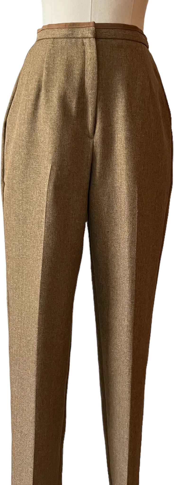 90s Herringbone Career Pleated Slacks By Koret