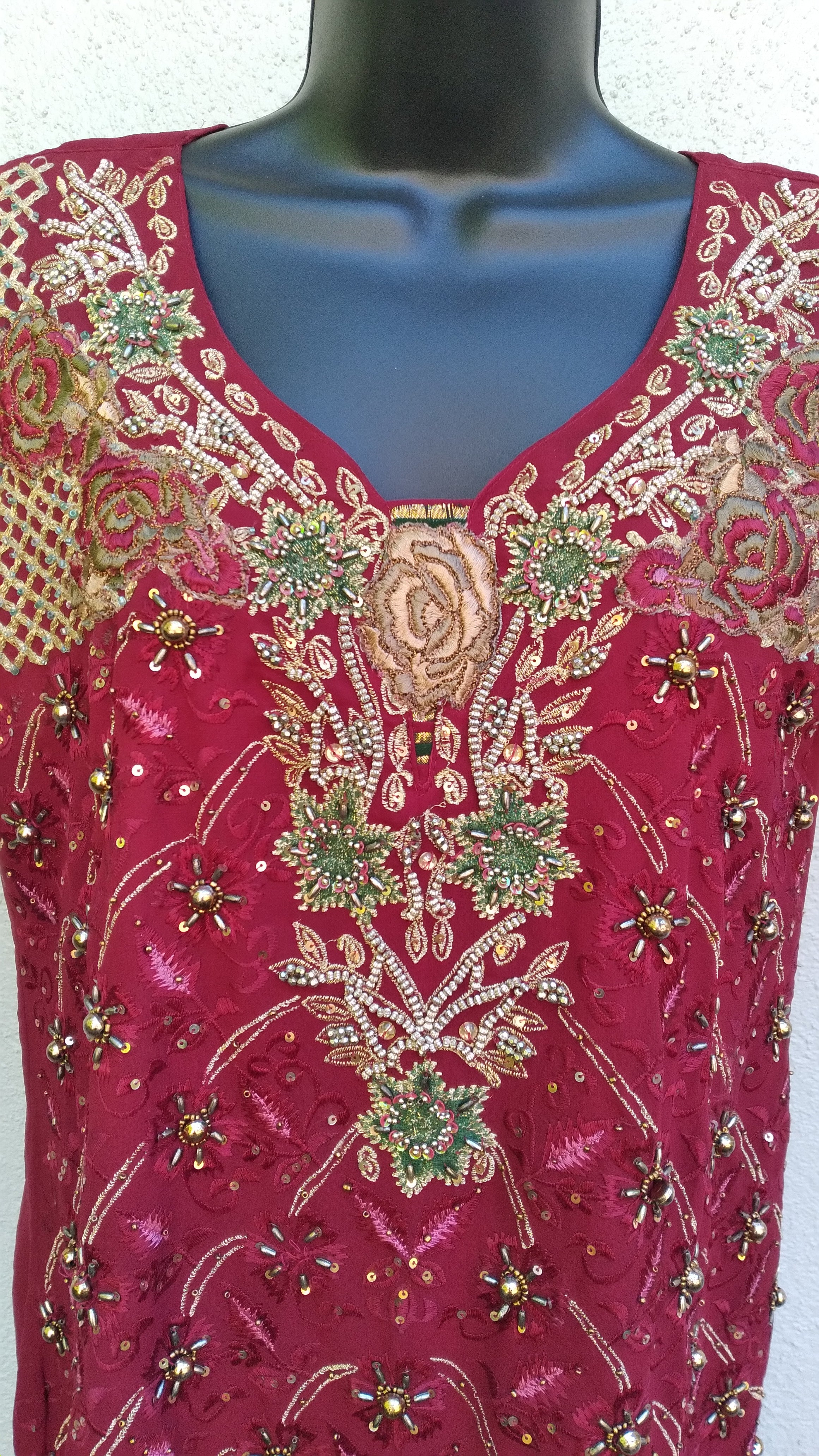90s Holiday Floral And Beaded Tunic Dress by Umesh Garments - Image 4