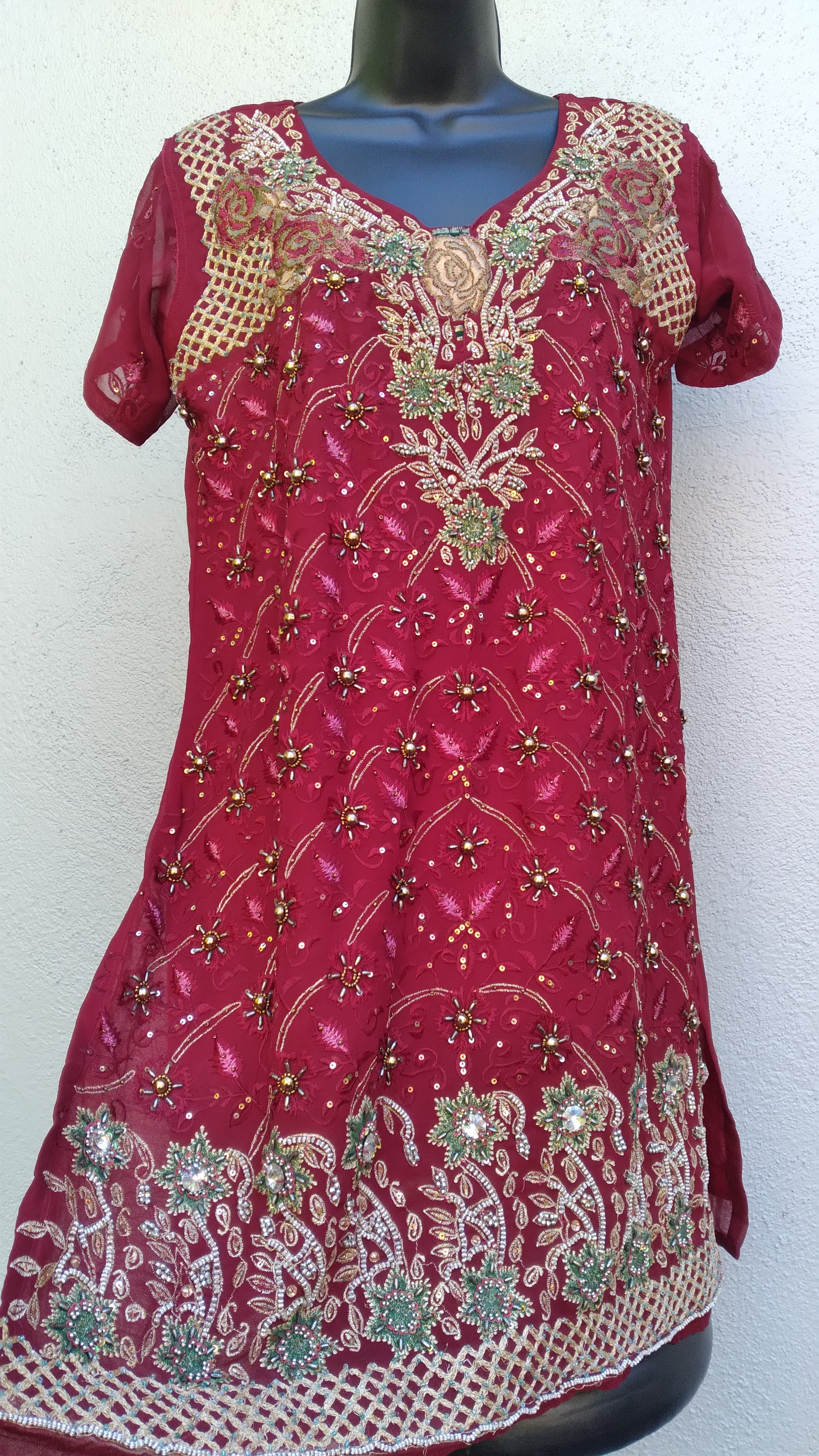90s Holiday Floral And Beaded Tunic Dress by Umesh Garments - Image 5