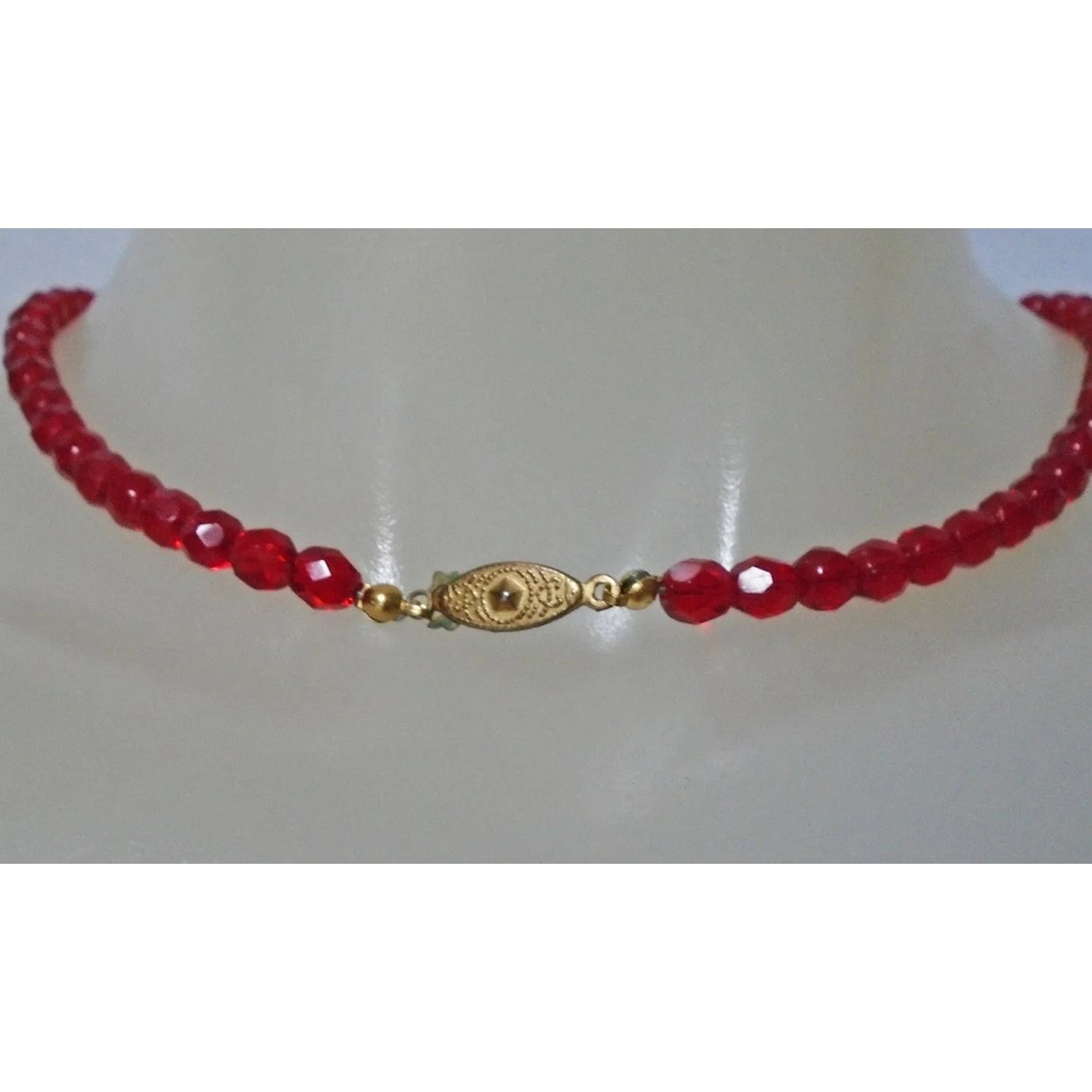 90s Holliday Red Necklace - Victorian Revival Pendant - Image 4