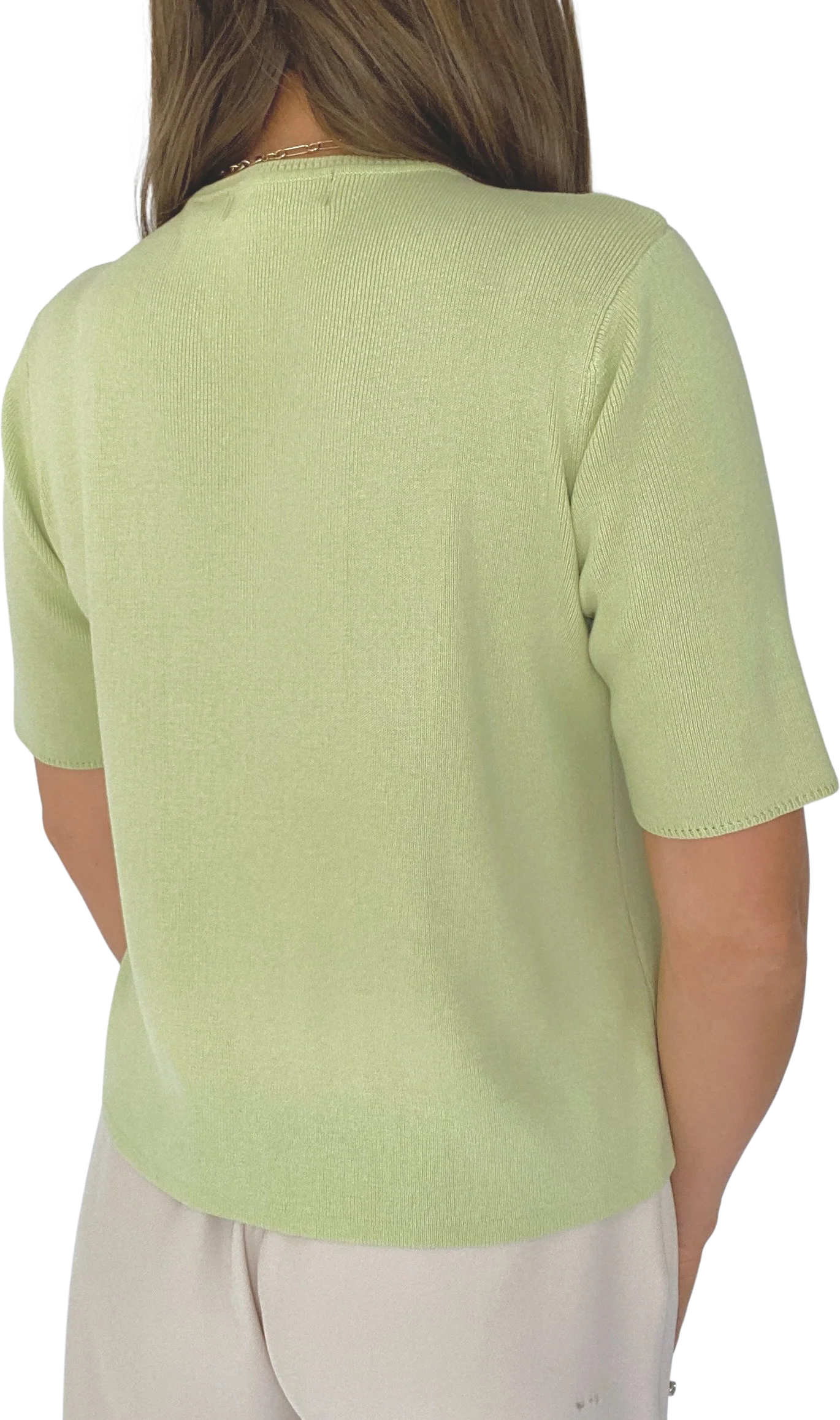 90s Honeydew Knit Short Sleeve Top - Image 2