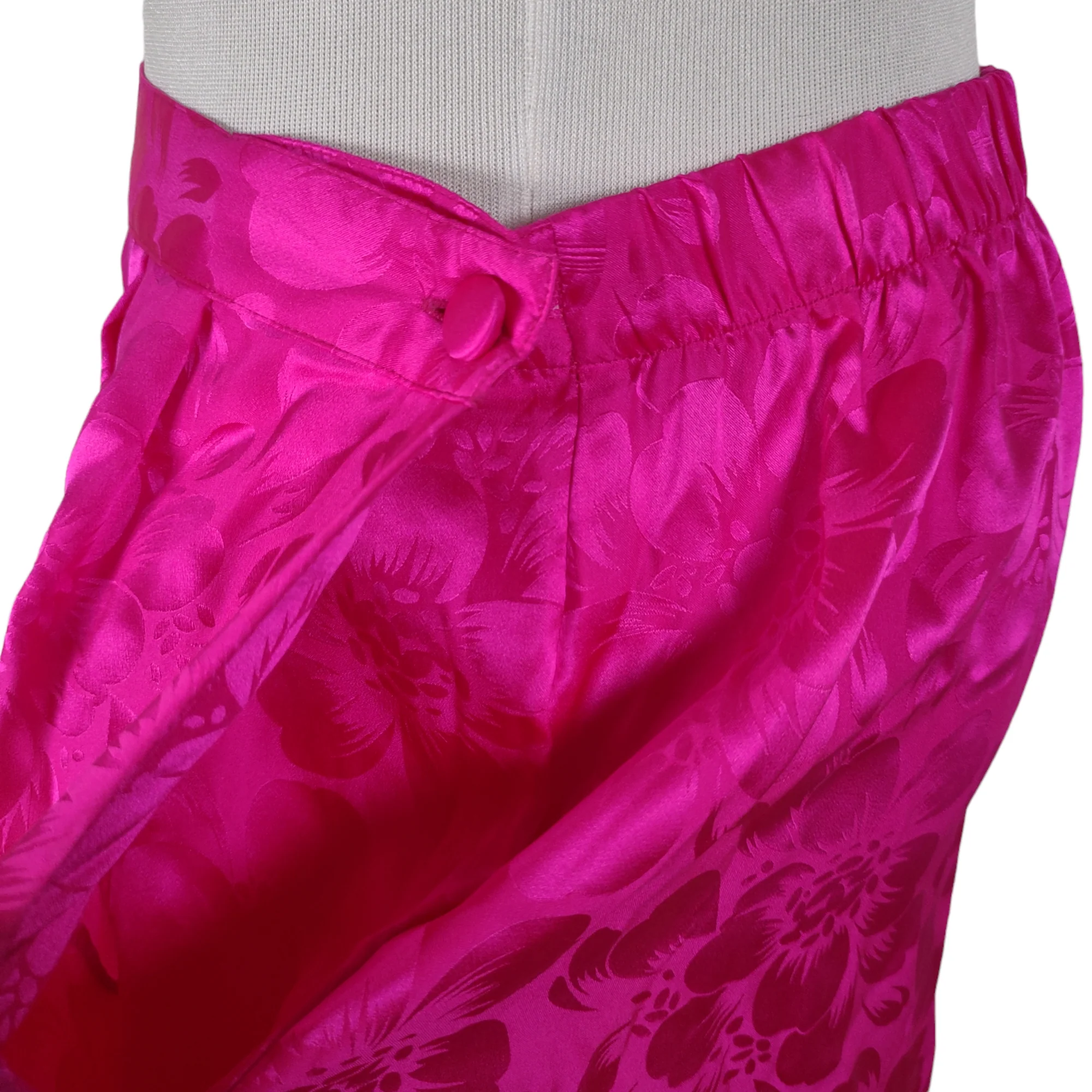 90s Hot Pink Floral Silk Jacquard Midi Pencil Skirt By Pat Argenti - Image 6
